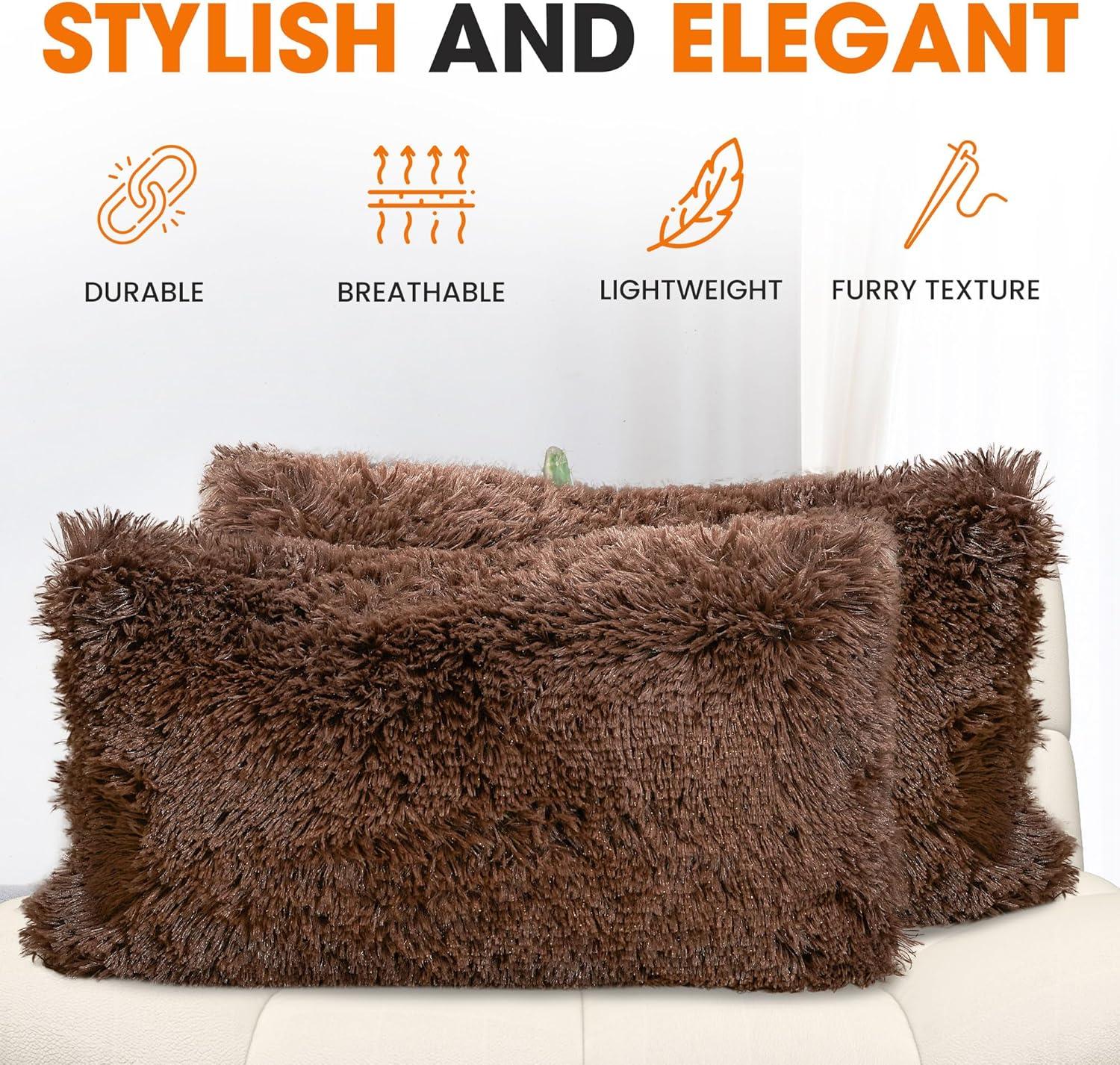 Cheer Collection Faux Fur Throw Pillow (Set of 2)