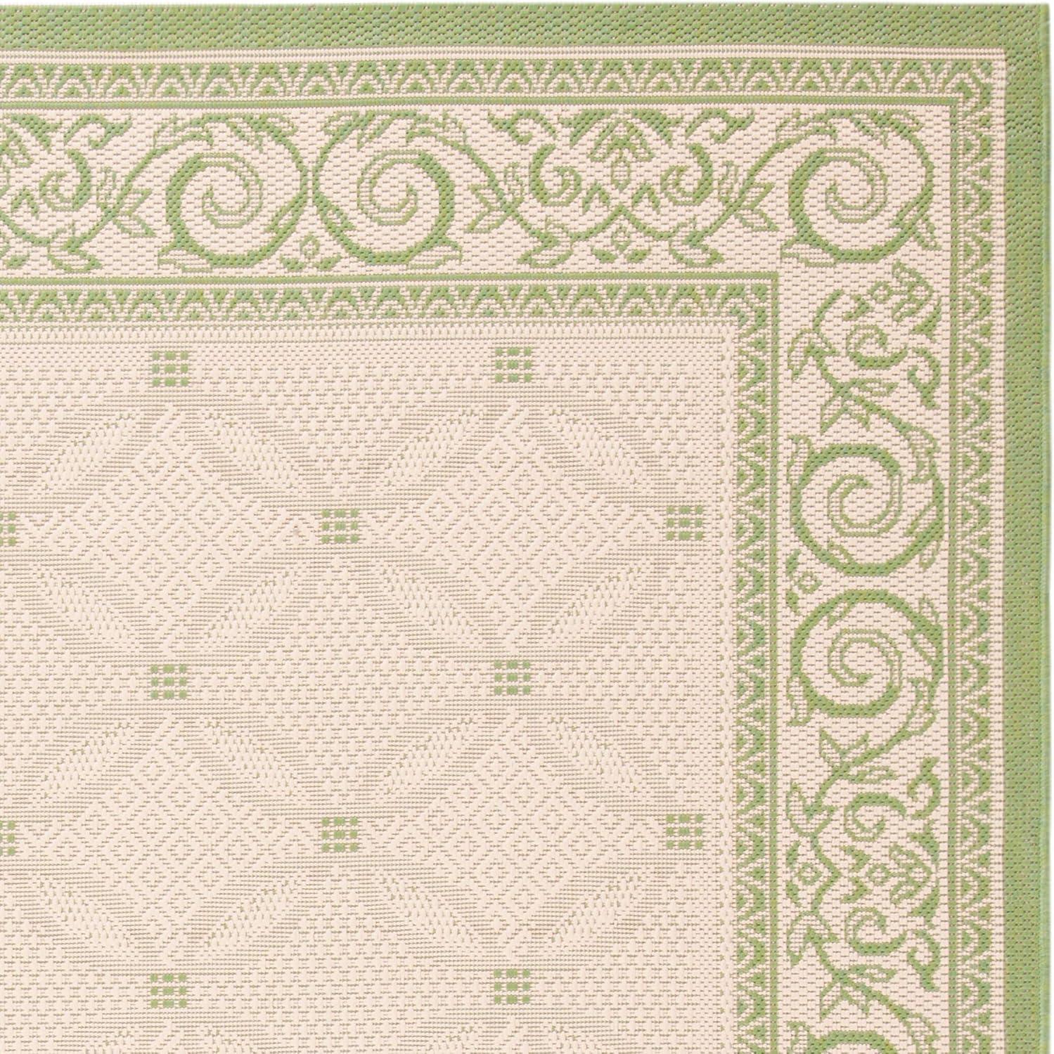 Courtyard CY1502 Power Loomed Indoor and Outdoor Area Rug - Natural/Olive - 5'3"x7'7" - Safavieh