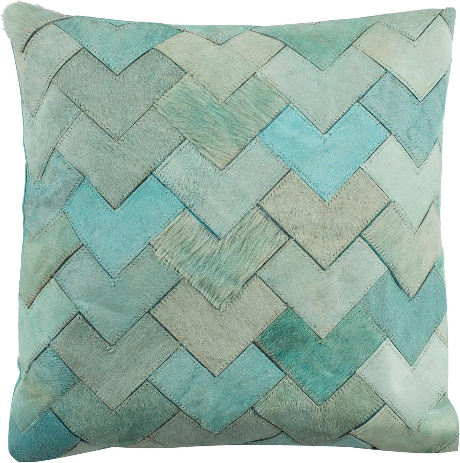 Draper Cowhide Pillow - Teal - 20"X20" - Safavieh