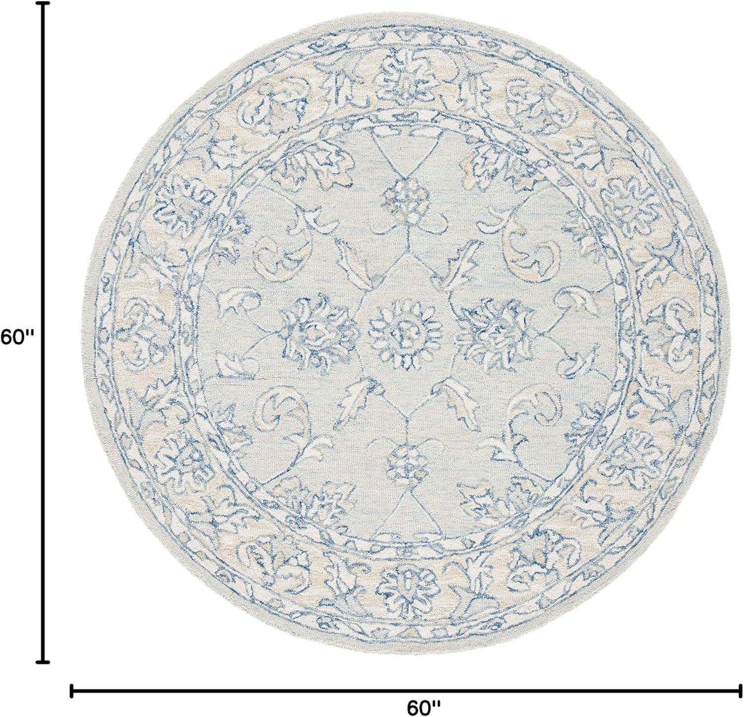 Micro-Loop MLP535 Hand Tufted Area Rug - Blue/Beige - 5' round - Safavieh.