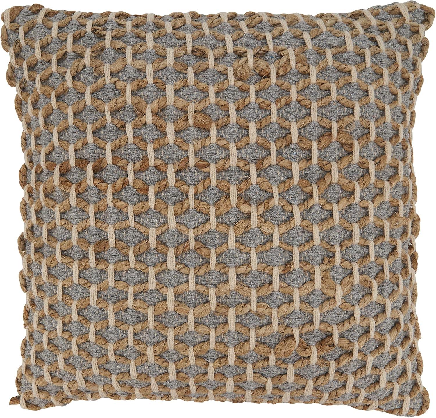 Saro Lifestyle Rope  Decorative Pillow Cover, Grey, 18" x 18"