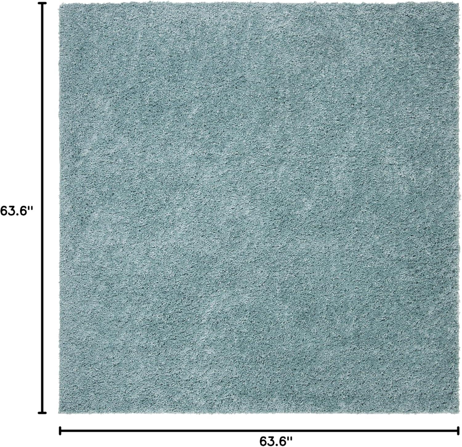 August Shag 900 AUG900 Power Loomed Indoor Area Rug - Aqua - 5'3"x5'3" - Safavieh