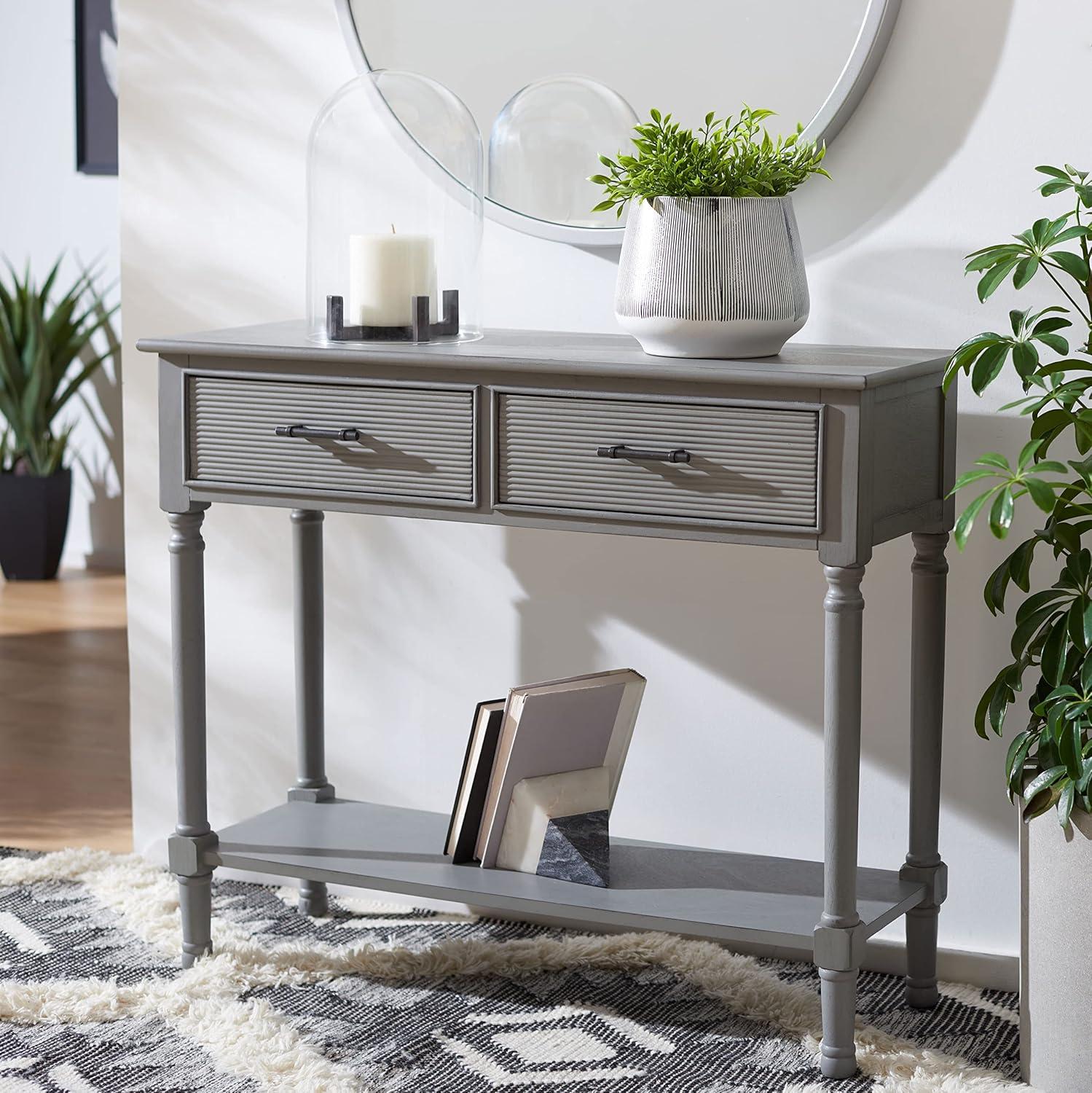 Ryder Distressed Grey 40" Wood and Metal Console Table with Storage