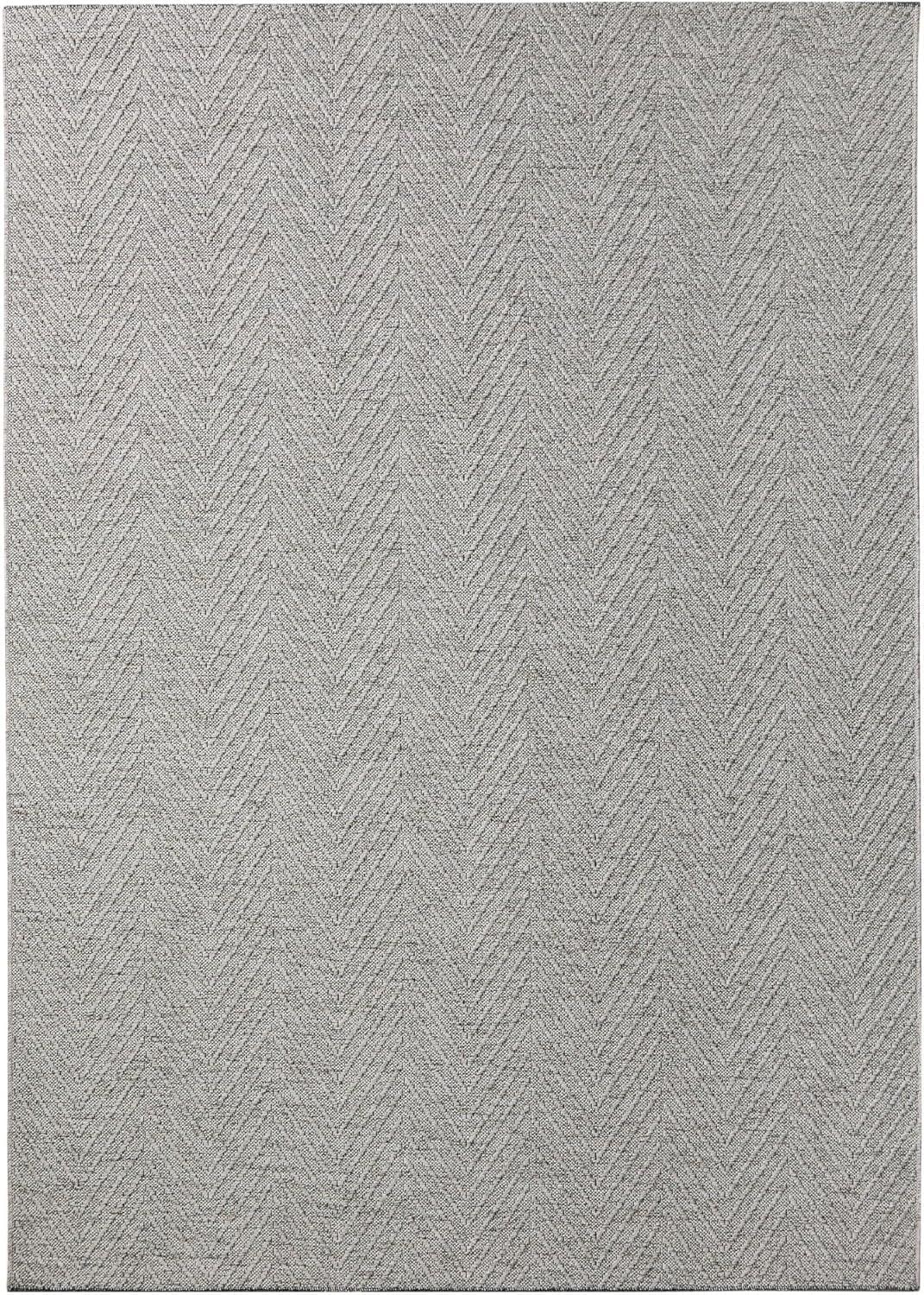 Gray Herringbone Textured Washable Synthetic Area Rug, 7'10"x10'2"