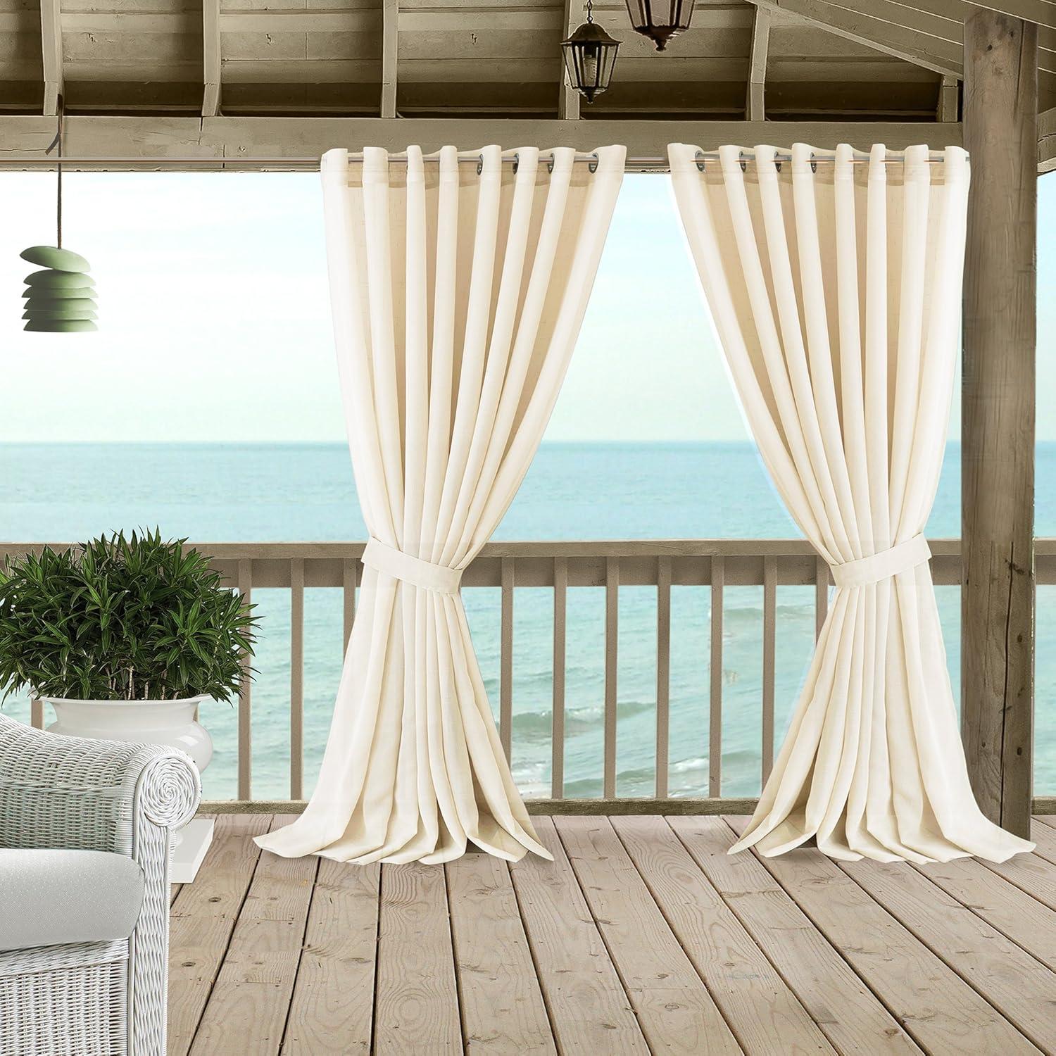 Elrene Carmen Sheer Extra Wide Indoor/Outdoor Single Window Curtain for Patio, Porch, Cabana, Pergola, Deck - Elrene Home Fashions