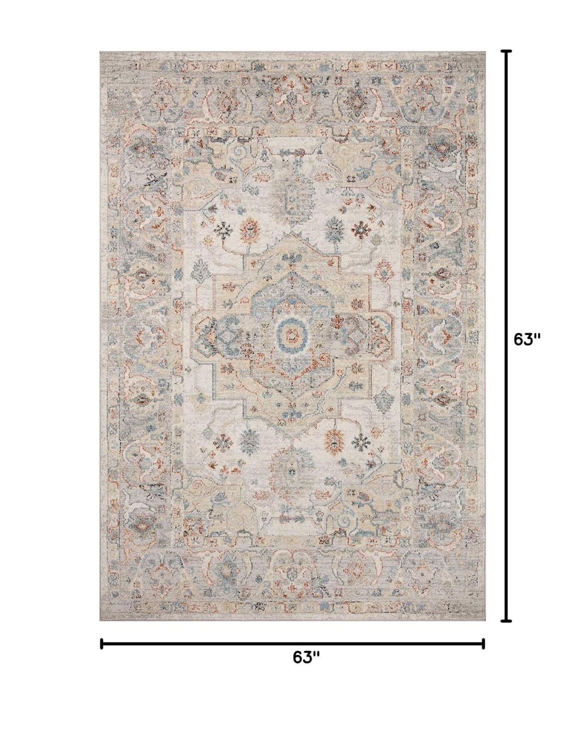 Loloi Odette Collection ODT-09 Ivory/Multi 5'-3" x 5'-3" Round Accent Rug