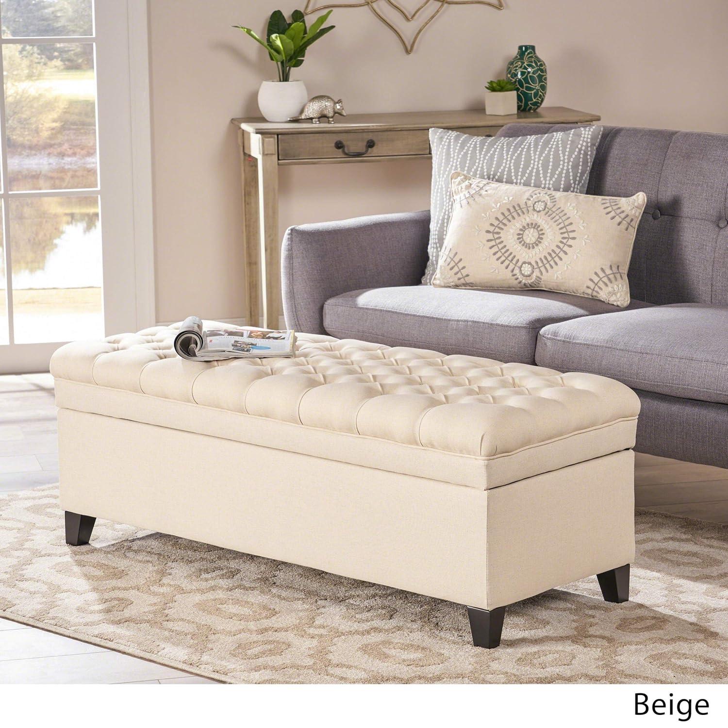 Christopher Knight Home Juliana Fabric Storage Ottoman, Beige
