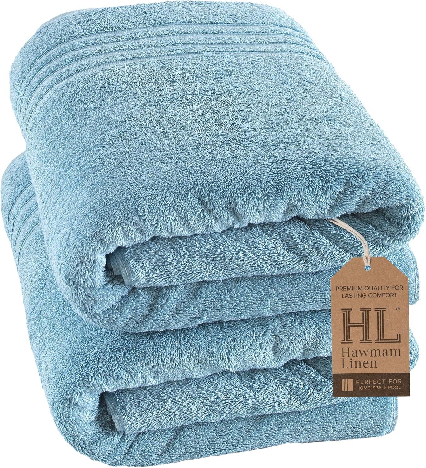 Jumbo Large Bath Sheets Towels 2 Pack Soft and Absorbent, 100% Cotton Towels (Sea Salt, Bath Sheet)
