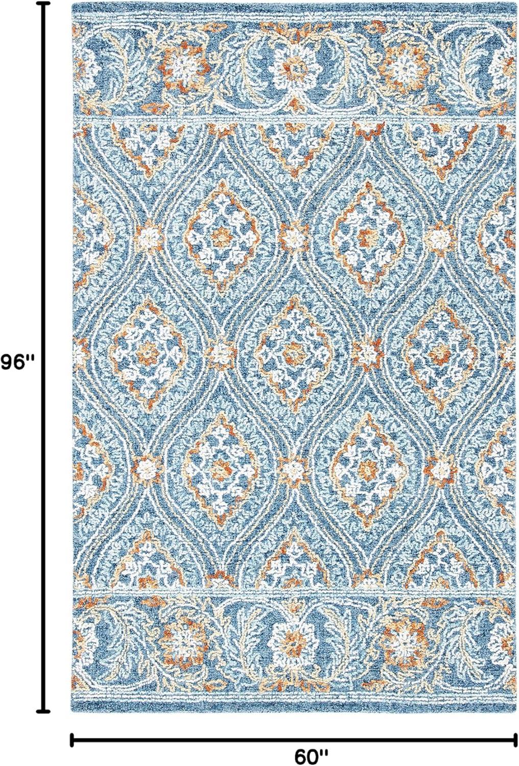 SAFAVIEH Blossom Dima Damask Area Rug, Navy/Yellow, 5' x 8'