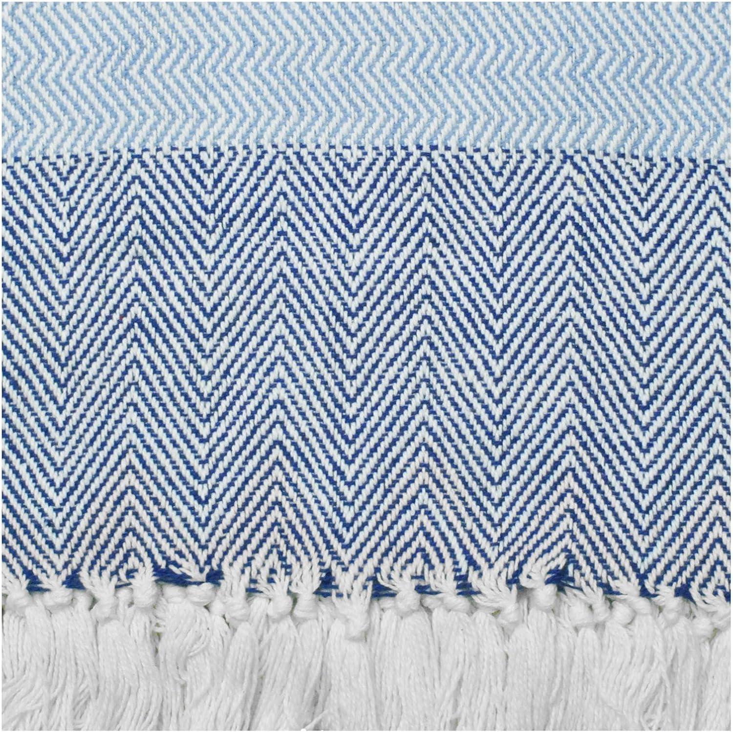 Blue Stripe Herringbone Throw