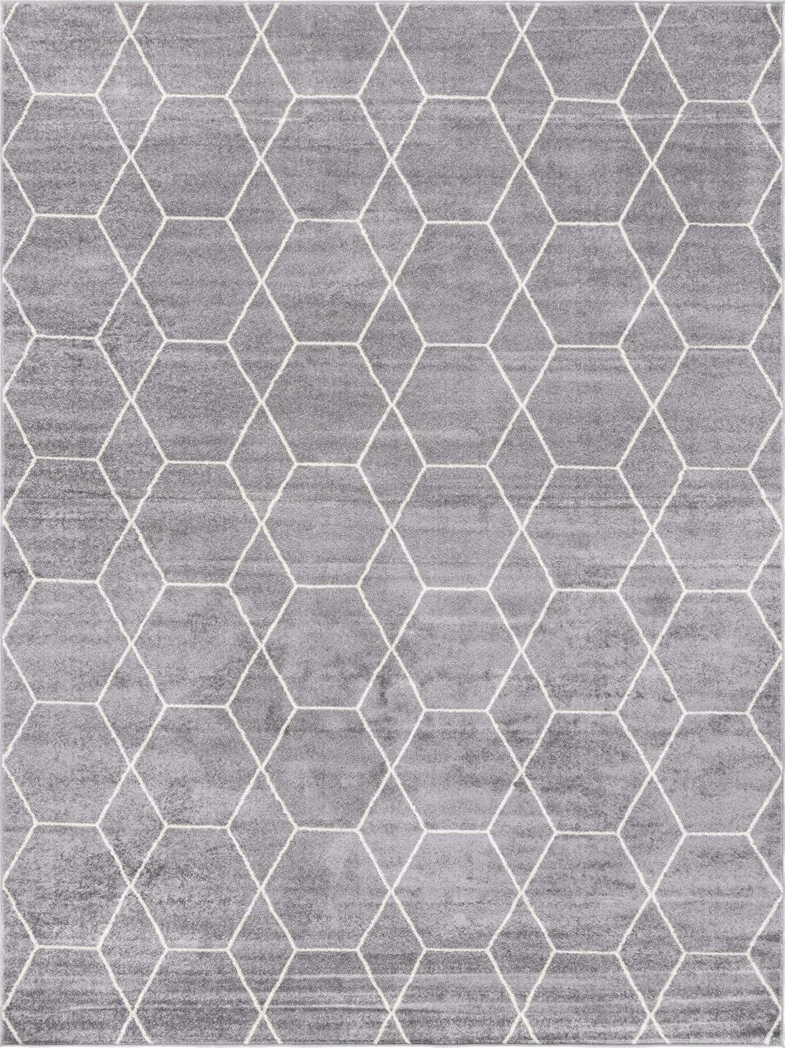 Unique Loom 10' 0 x 13' 0 Trellis Frieze Geometric Light Gray Area Rug
