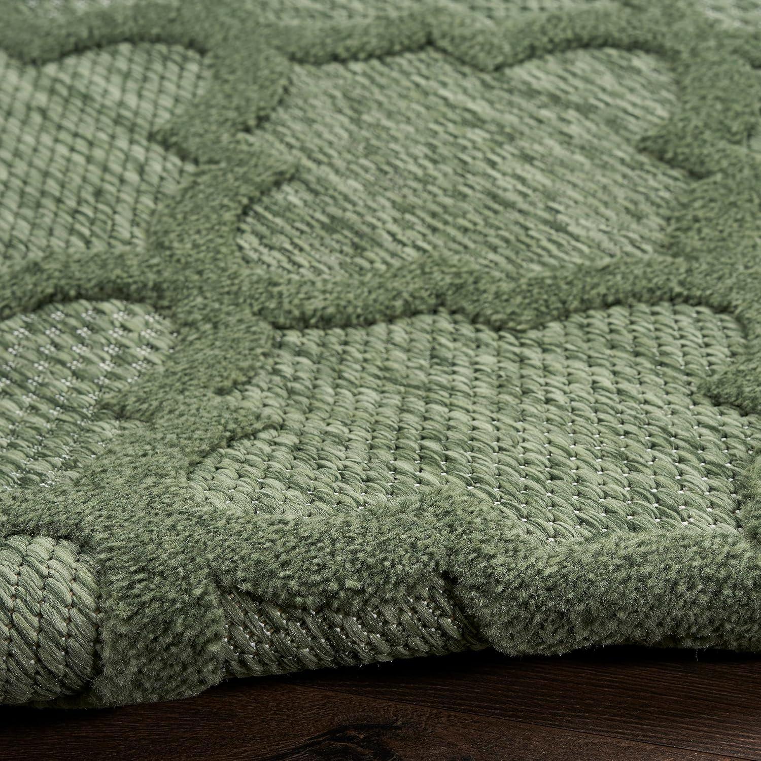 Nourison Easy Care Trellis Flatweave Indoor Outdoor Area Rug 6' x 9' Green