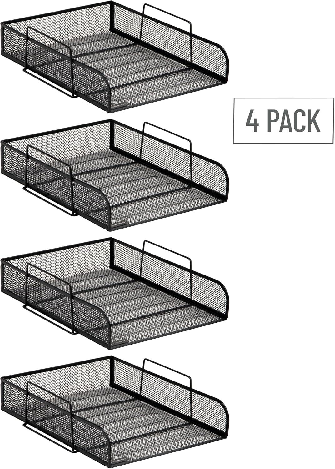 Black Metal Mesh Stackable 4-Tier Letter Tray