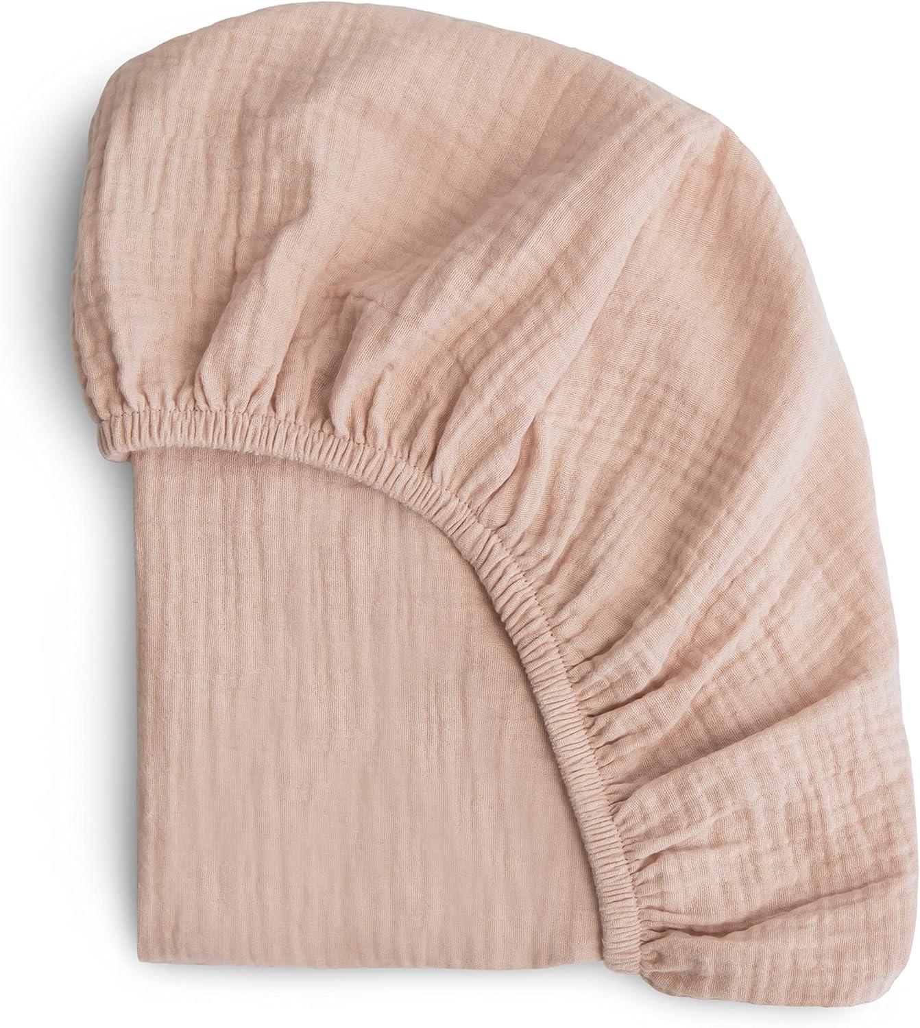 Mushie Extra Soft Muslin Bassinet Crib Sheet - Blush