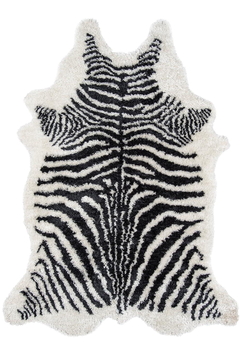 Novelty Khalhari Animal Print Handmade Tufted Black/White Area Rug