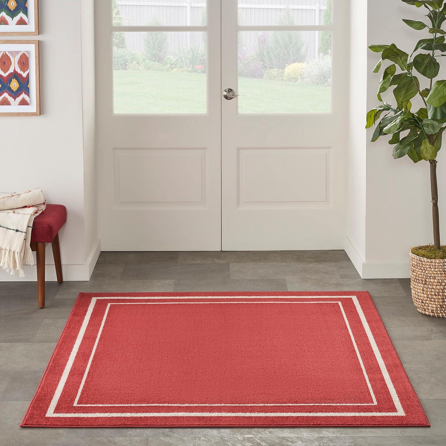 Nourison Essentials 5' x square Brick/Ivory Contemporary Indoor/Outdoor Rug