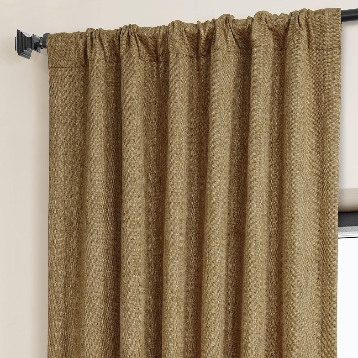 HPD Half Price Drapes Butterscotch Faux Linen Room Darkening Curtains for Bedroom & Living Room Curtains (1 Panel), Door & Window Curtains 120 inches long, 50W X 120L