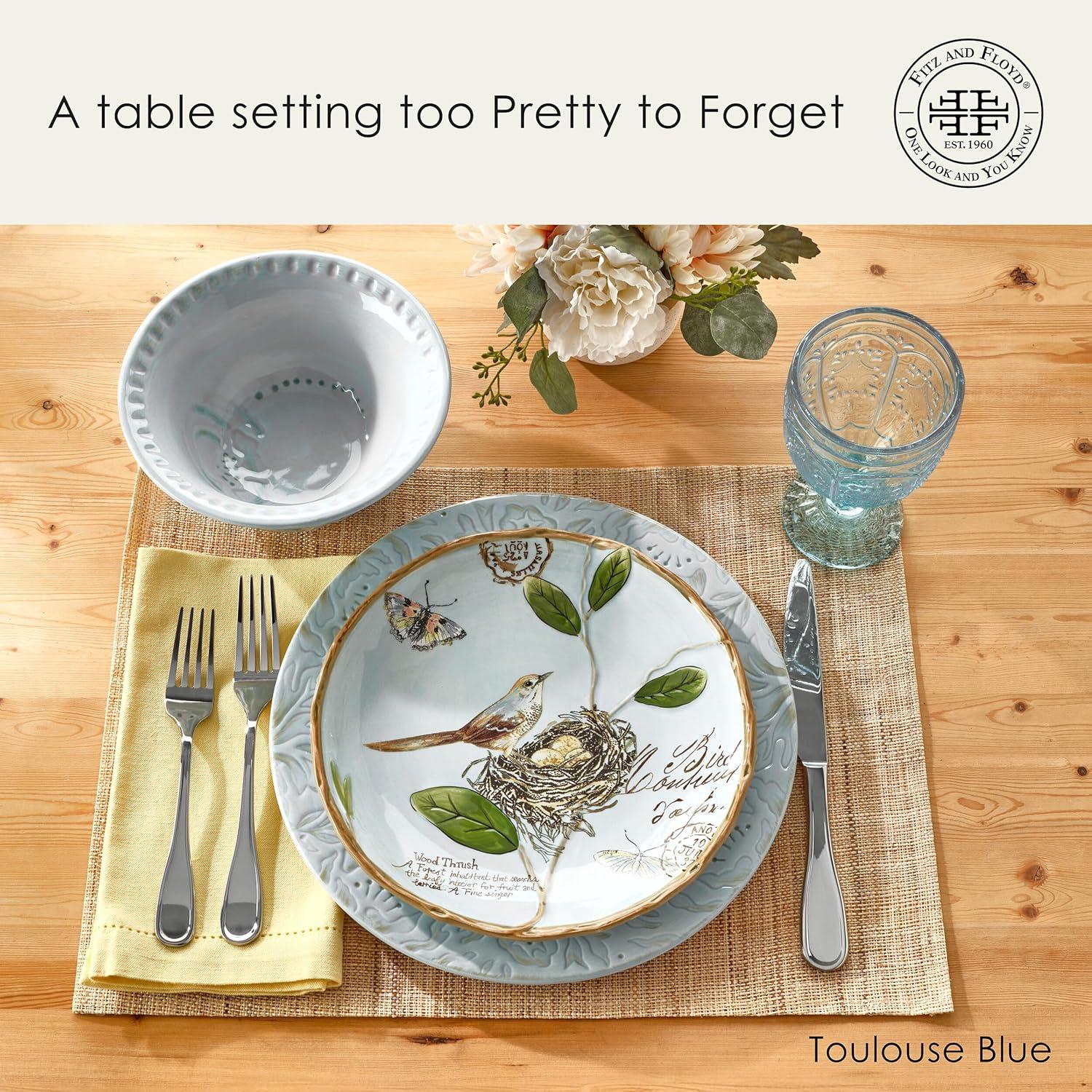 Fitz and Floyd Fitz and Floyd Toulouse Blue 12-Pc Dinnerware Set, Service For 4