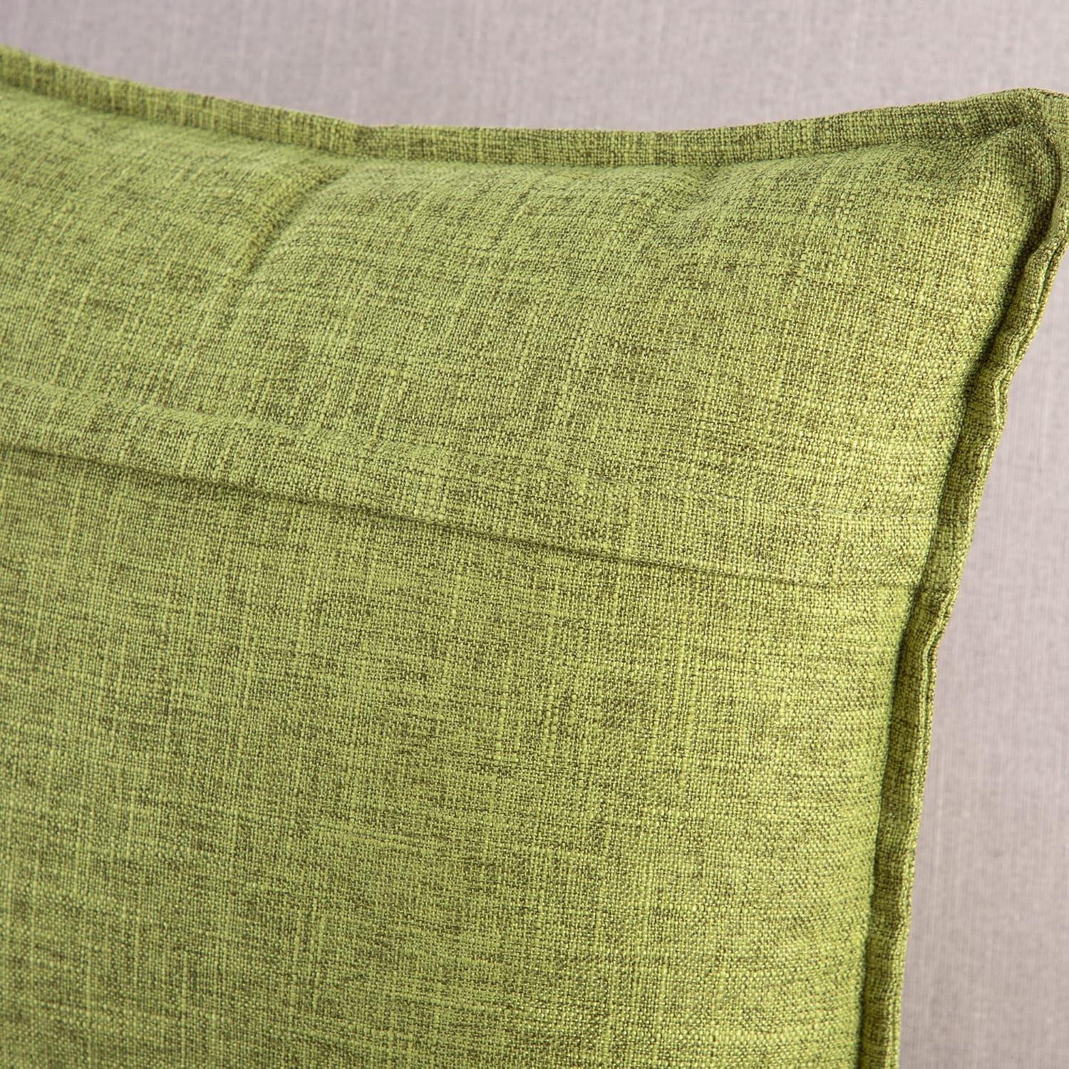 Xukmct 2 Pack Linen Square Pillow Cover with Zipper, Solid Color Decorative Cushion Case for Couch Patio Sofa, 18 x 18 inch, Green