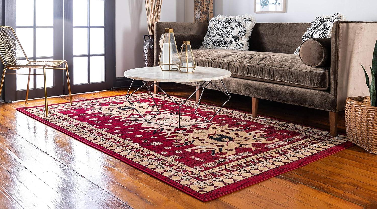 Unique Loom Taftan Collection Area Rug - Oasis (6' 1" x 9' Rectangle Red/Black)