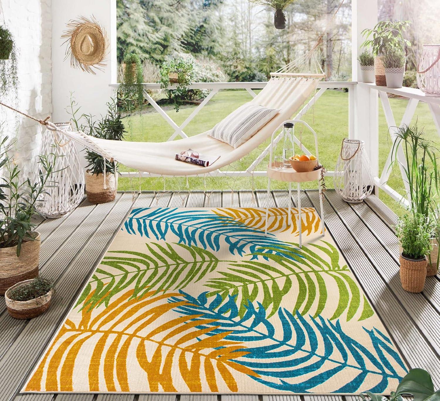 World Rug Gallery Floral Leaves Flatweave Indoor/Outdoor Area Rug