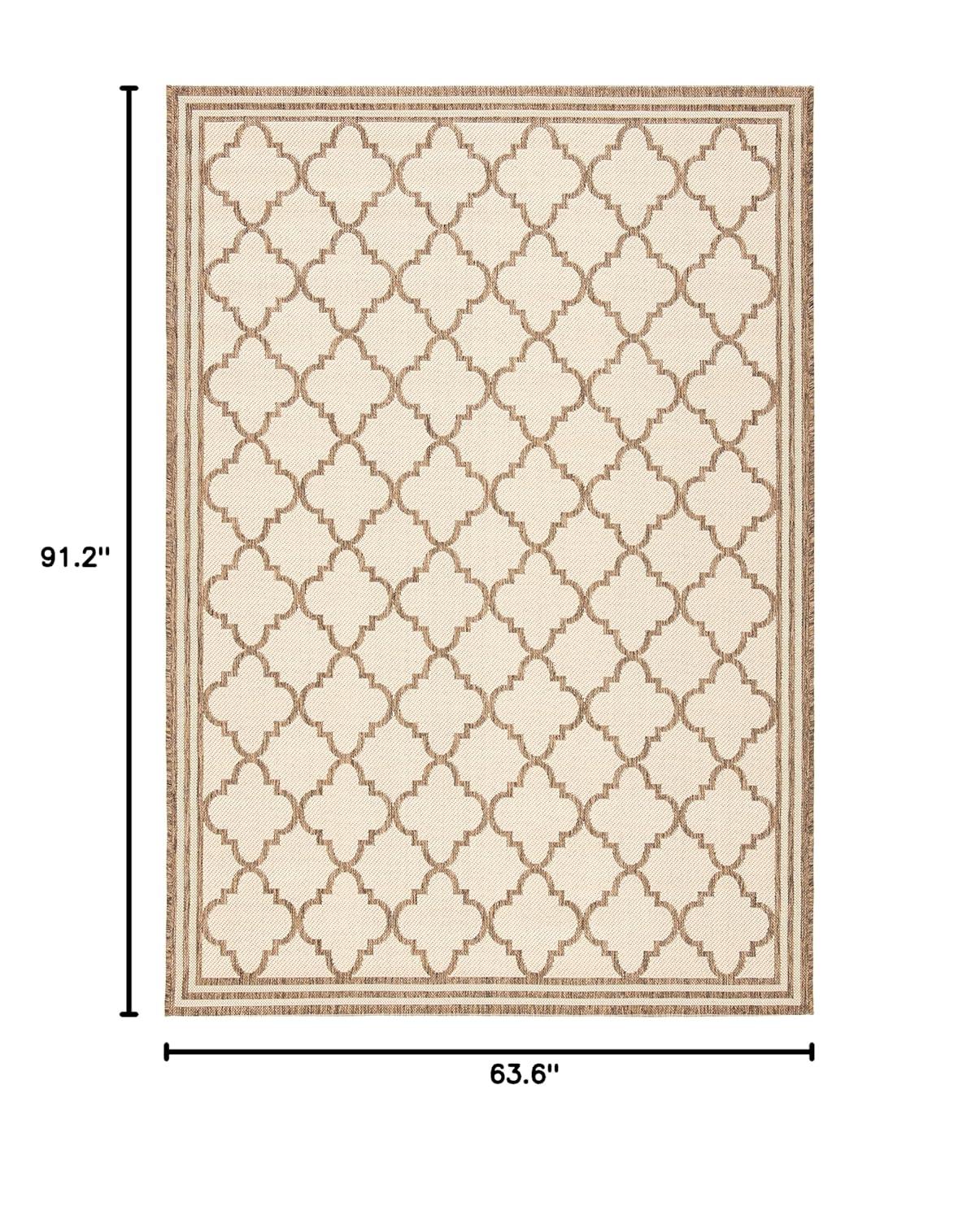 Beach House BHS121 Power Loomed Indoor/Outdoor Area Rug - Cream/Beige - 5'3"x7'6" - Safavieh