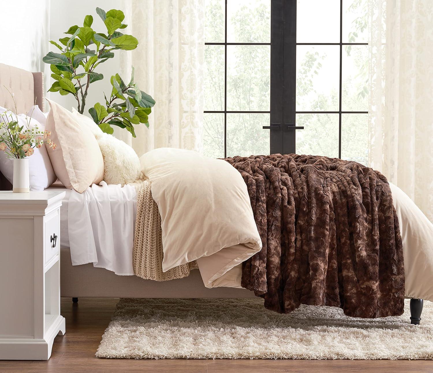 Chanasya Double Sided Wolf Oversized Faux Fur Wolf Blanket