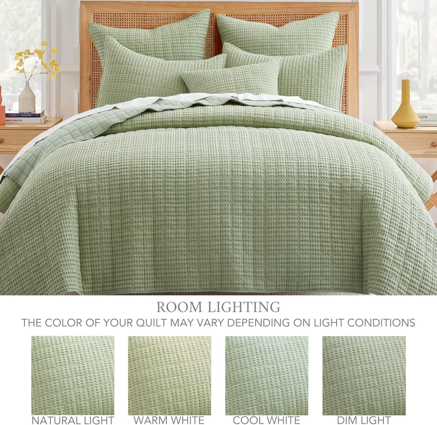 Mills Waffle Desert Sage Twin Quilt Set - Levtex Home