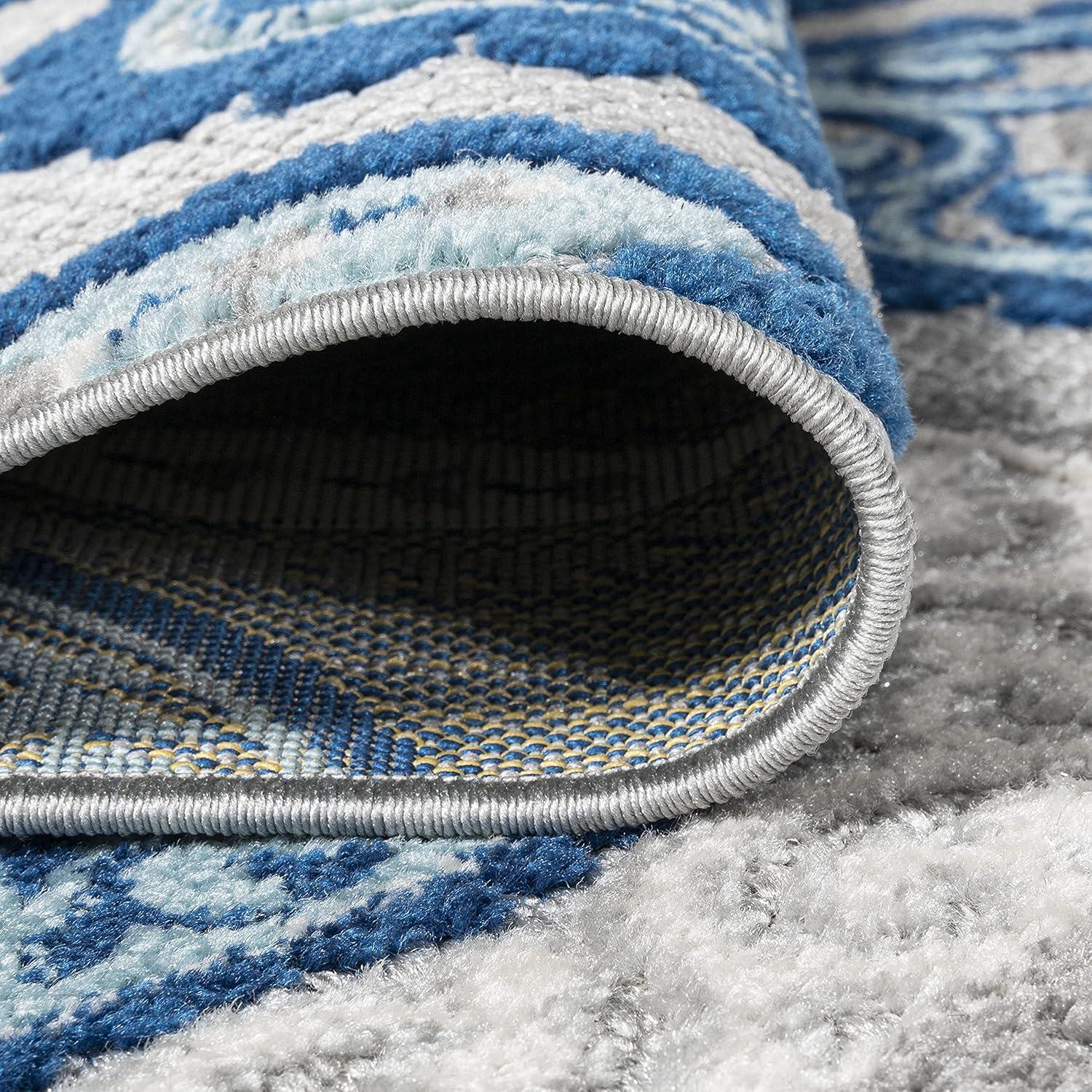 3'x5' Julien Paisley High-Low Indoor/Outdoor Area Rug, Blue/Light Gray - JONATHAN Y