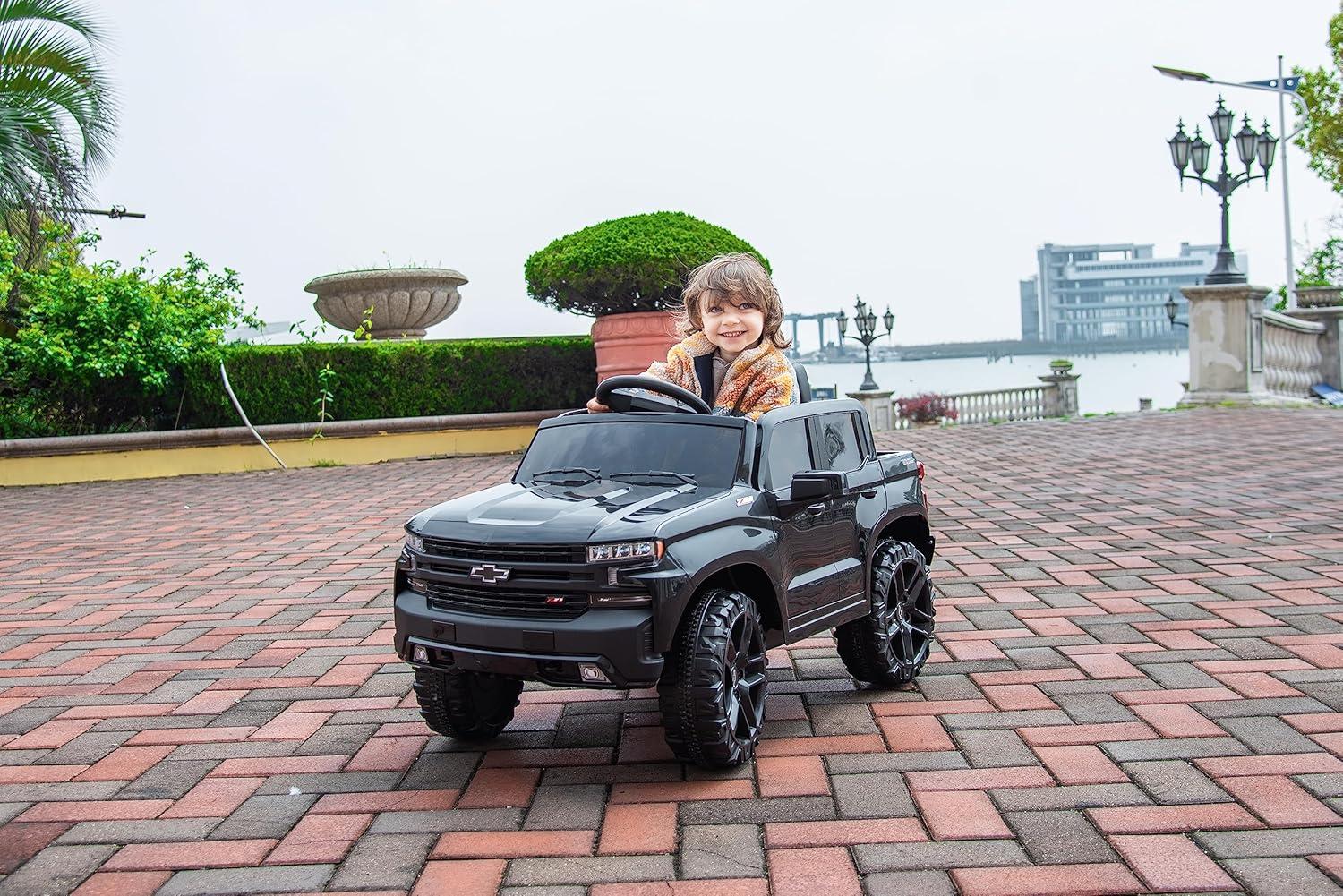 Jojoka 12V Licensed Chevrolet Silverado GMC Ride on Truck Car for Kids Battery Powered Electric Toys Vehicles with Remote Control, LED Light, Bluetooth, Spring Suspension, for 3-8 Years Old, Pink