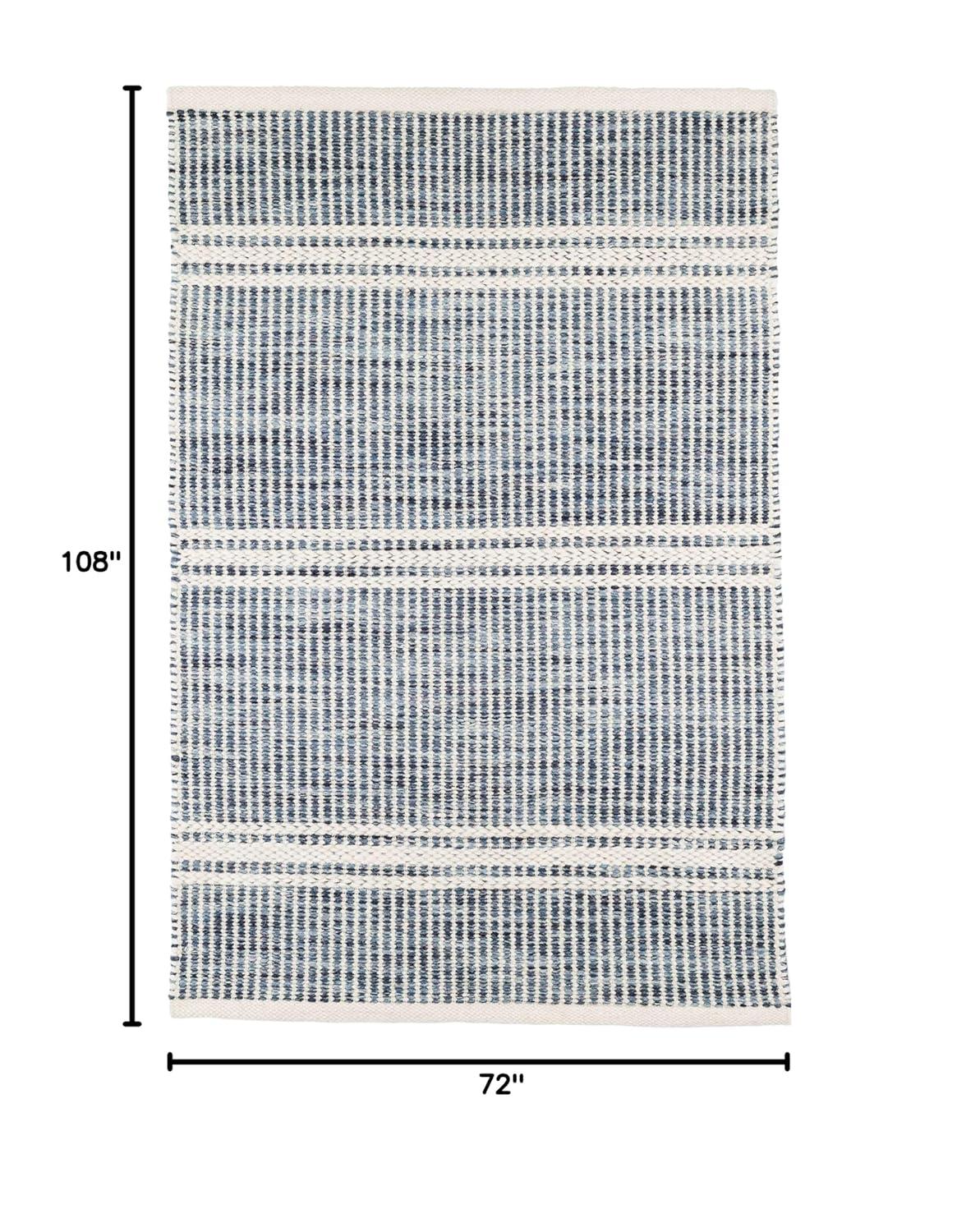 6' x 9' Blue and White Synthetic Stripe Rug