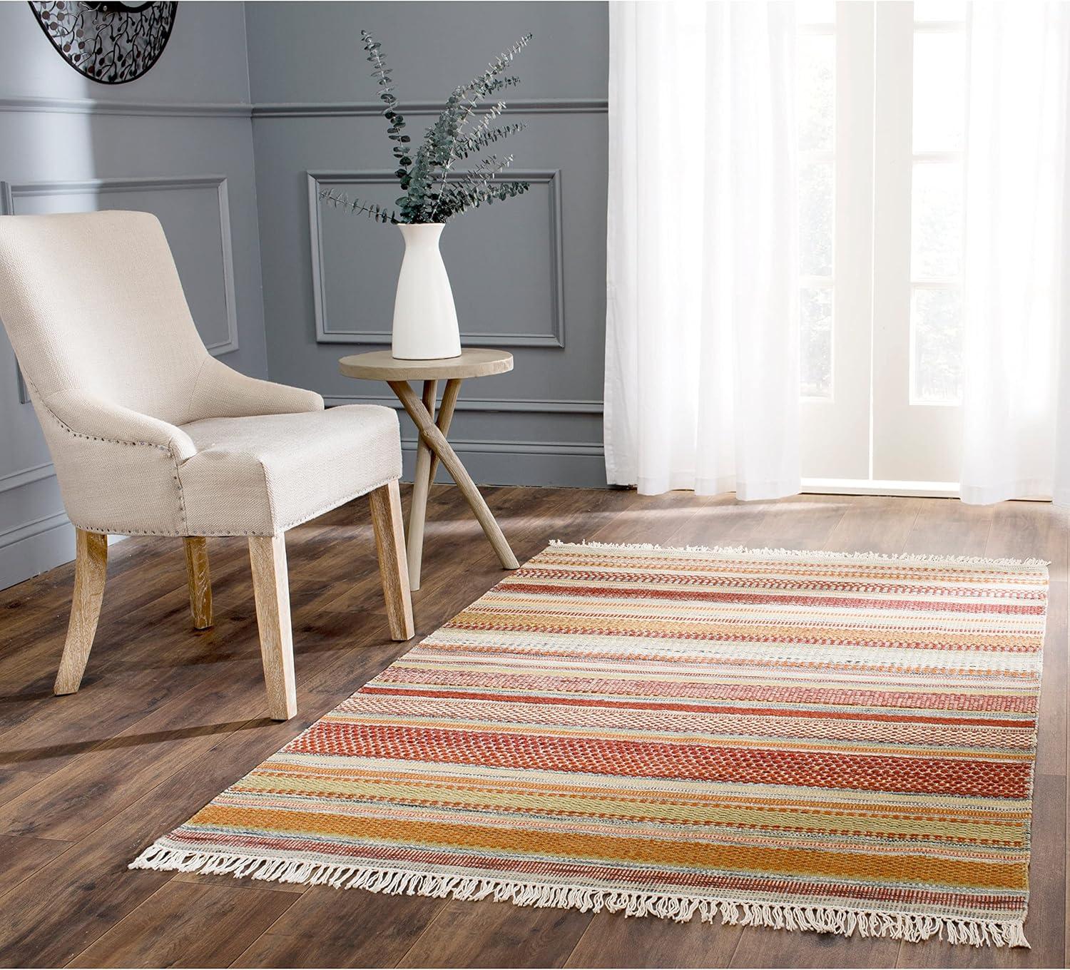 SAFAVIEH Striped Kilim Ethel Wool Area Rug, Beige, 9' x 12'