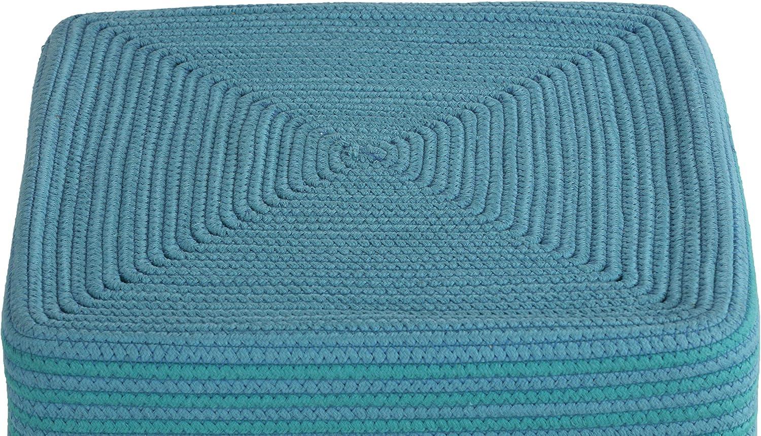 Cortesi Home Macon Square Rope Pouf Ottoman, Aqua