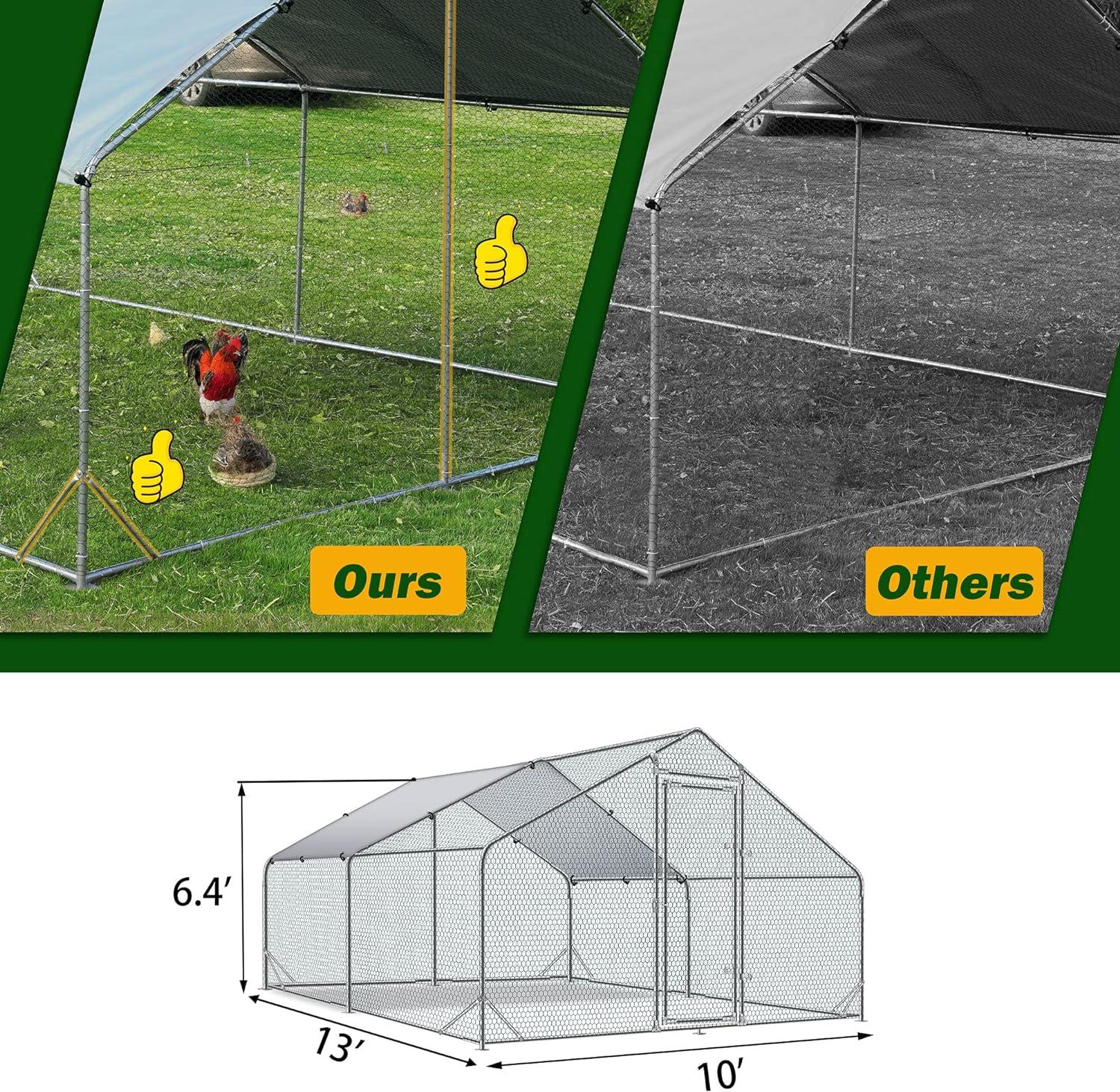 Large Metal Outdoor Chicken and Duck Playpen with Waterproof Cover