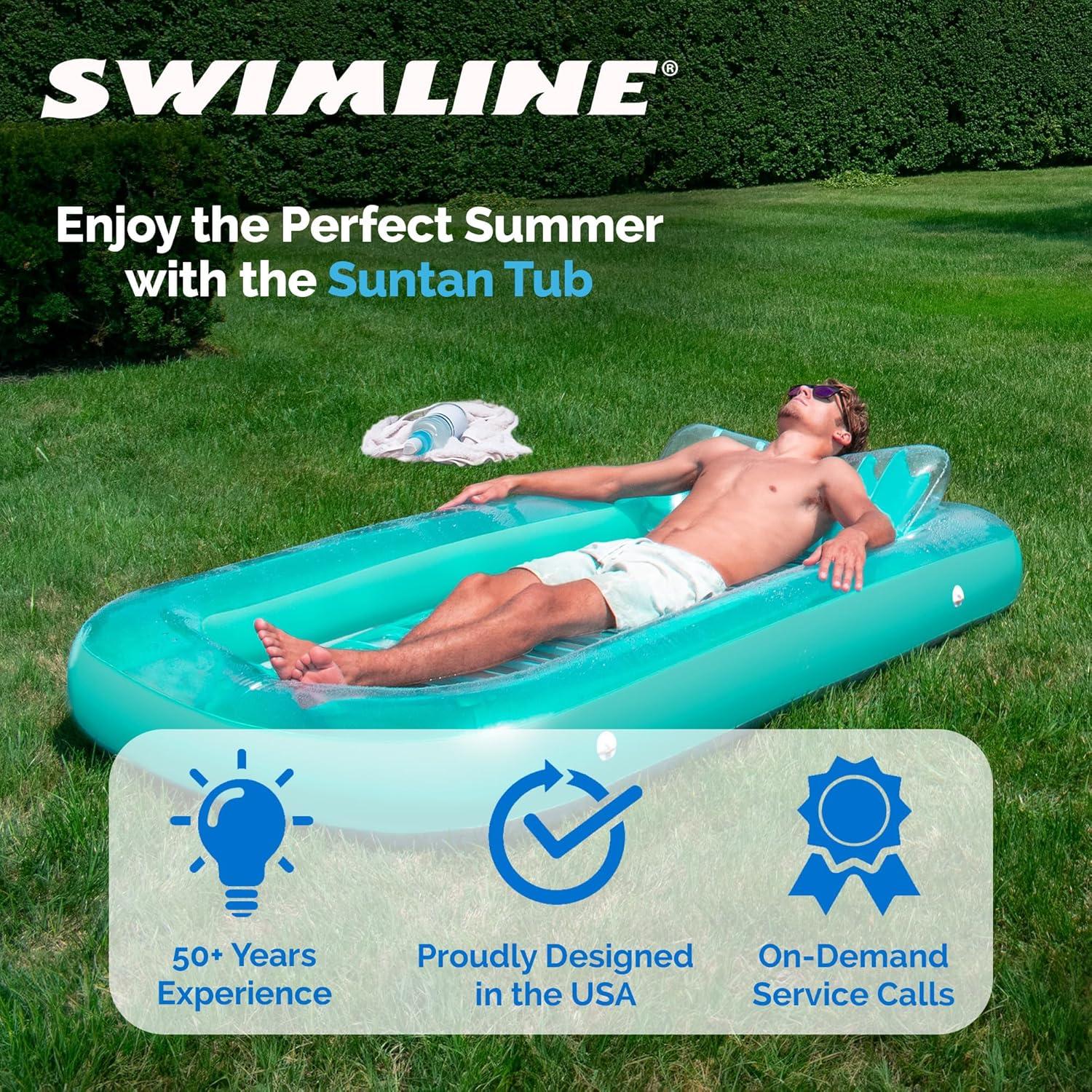 Swimline Original Inflatable Suntan Tub Lounge Float with Adjustable Shade, Mint