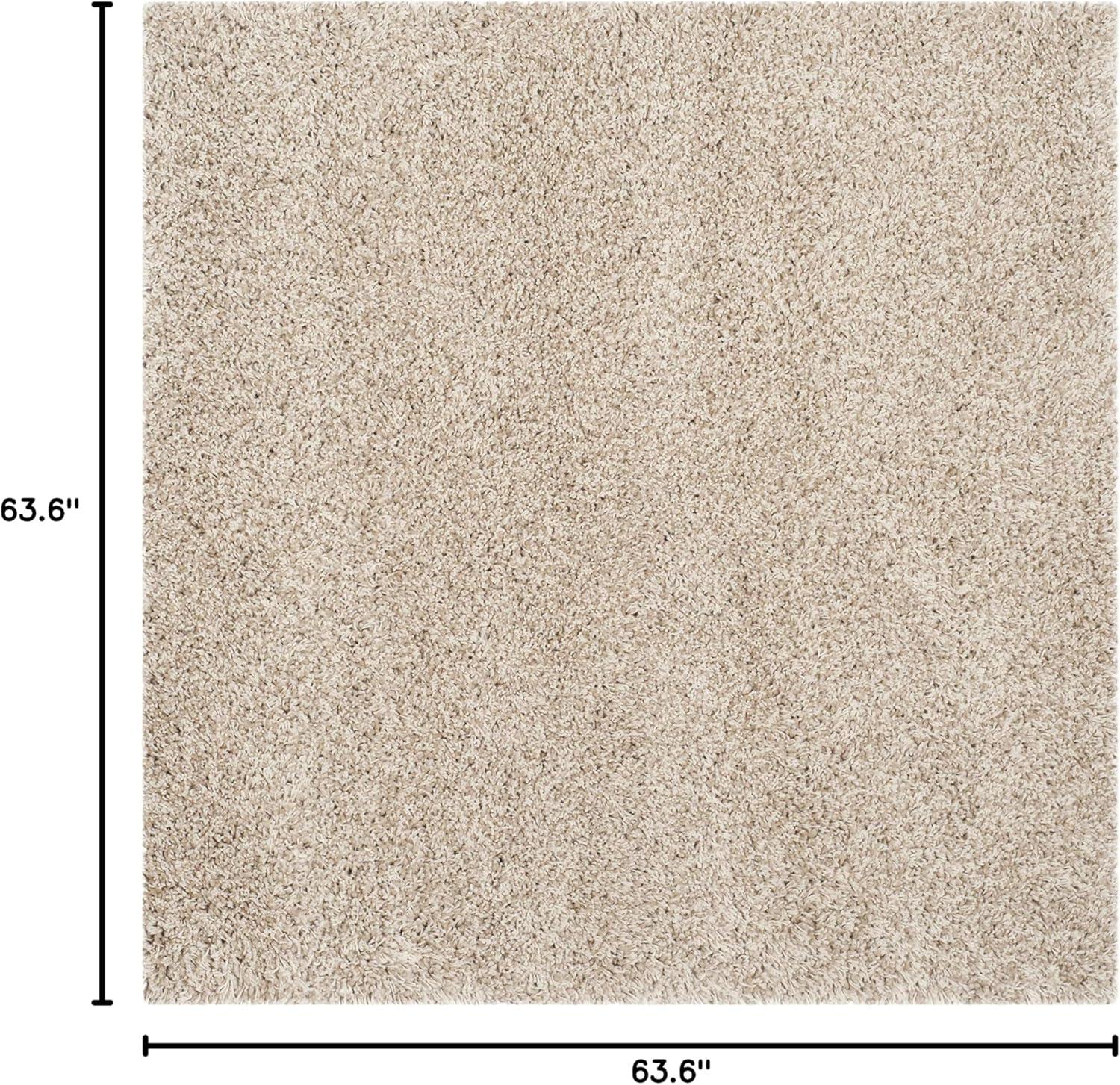 SAFAVIEH California Solid Plush Shag Area Rug, Taupe, 5'3" x 5'3" Square
