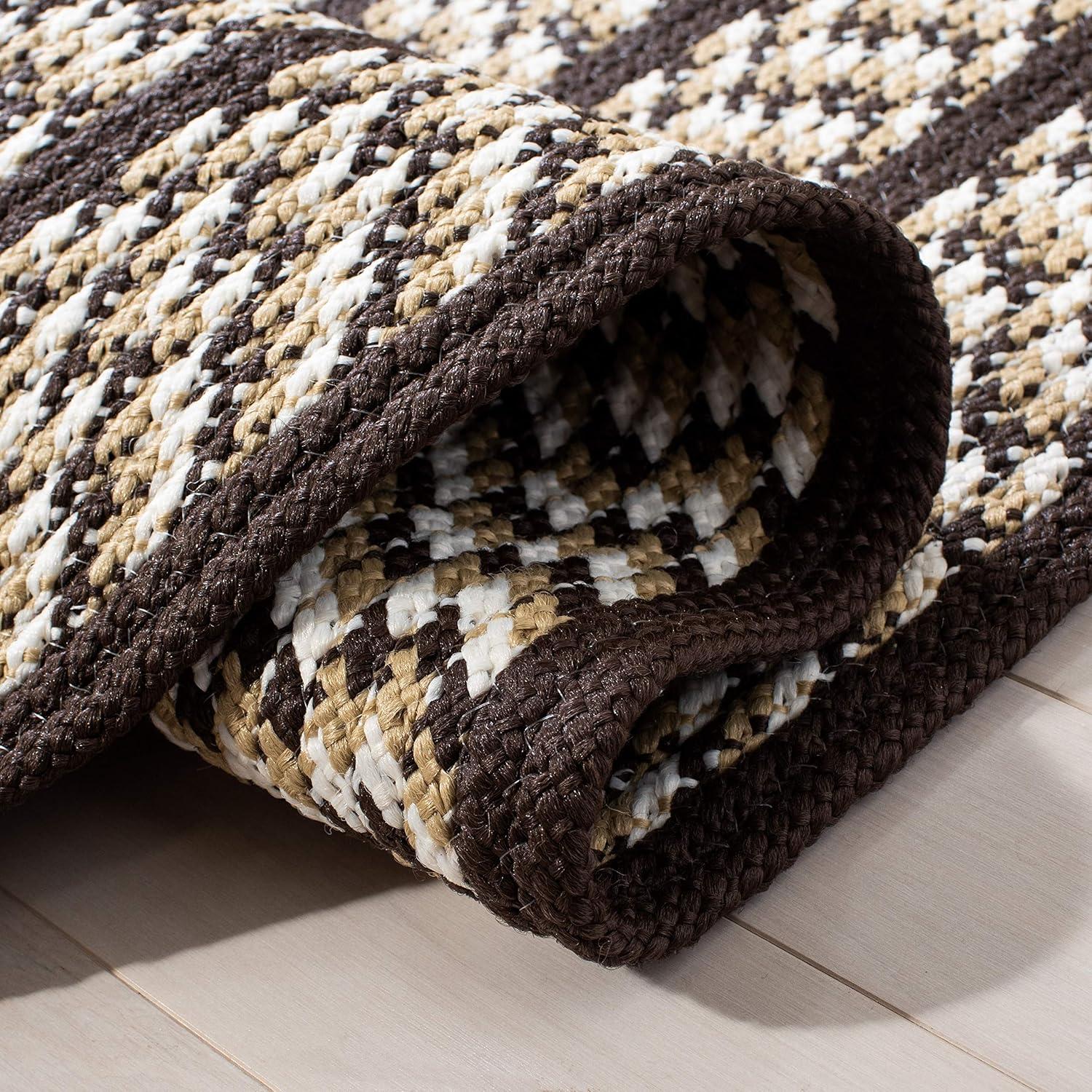 SAFAVIEH Braided Tanisha Bordered Reversible Area Rug, Ivory/Black, 3' x 5' Oval