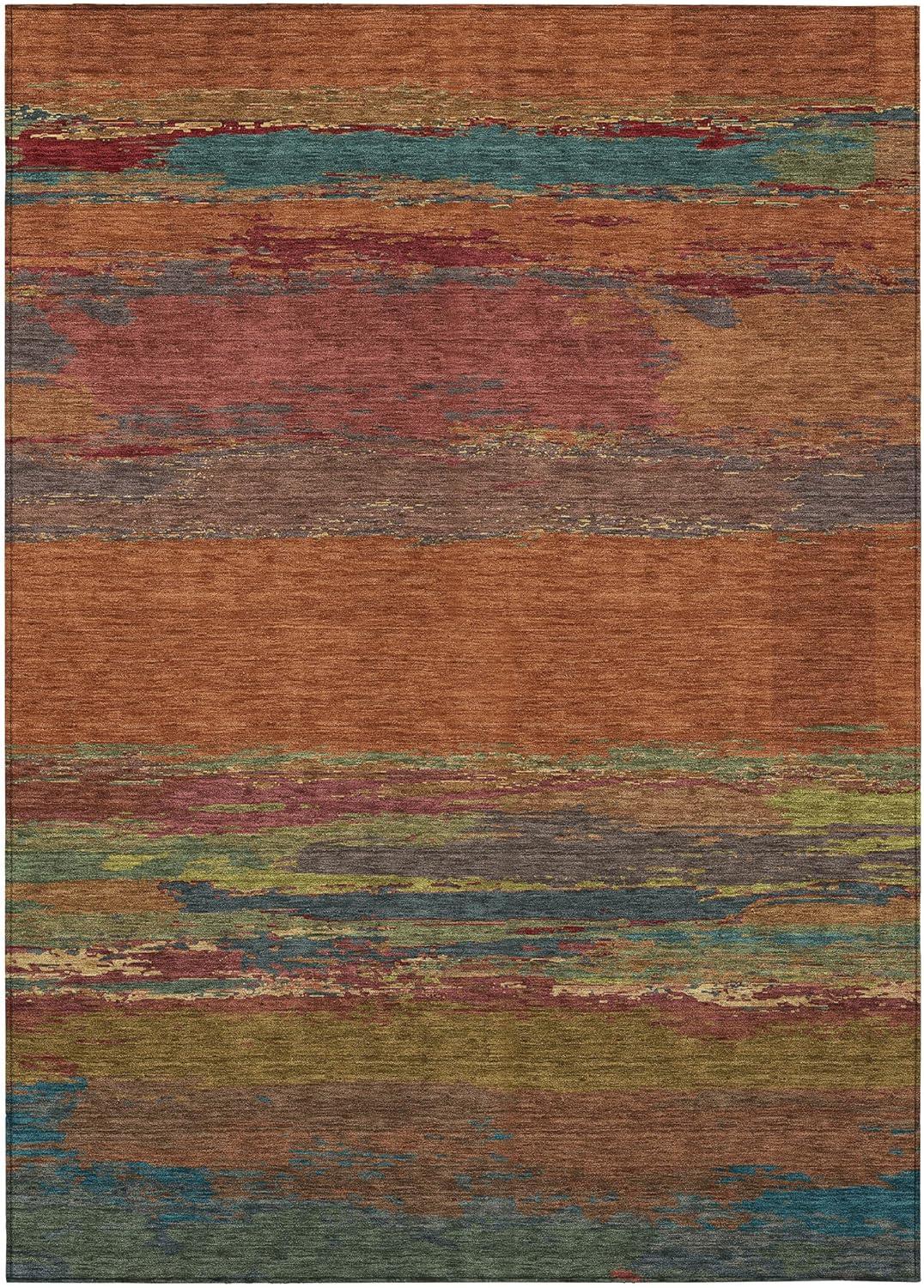 Machine Washable Indoor/Outdoor Chantille ACN1286 Terracotta Rug