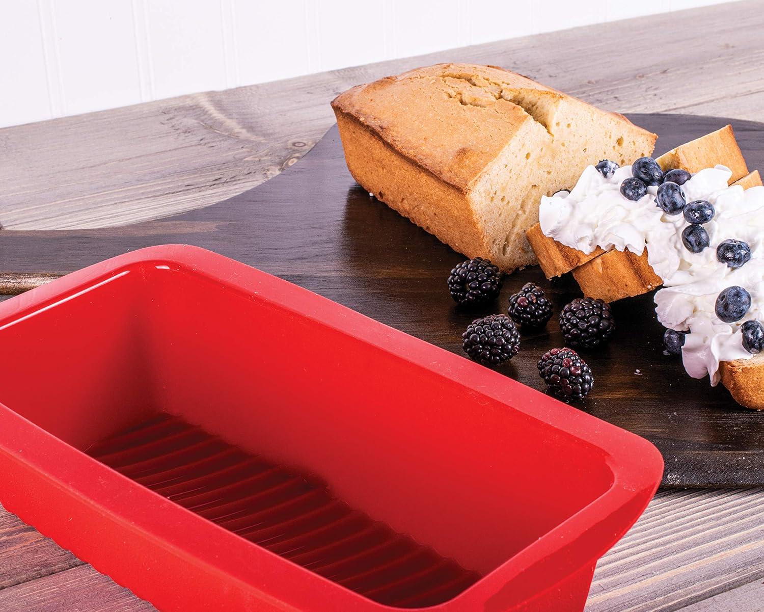 Red Non-Stick Silicone Loaf Bread Pan, 10-inch