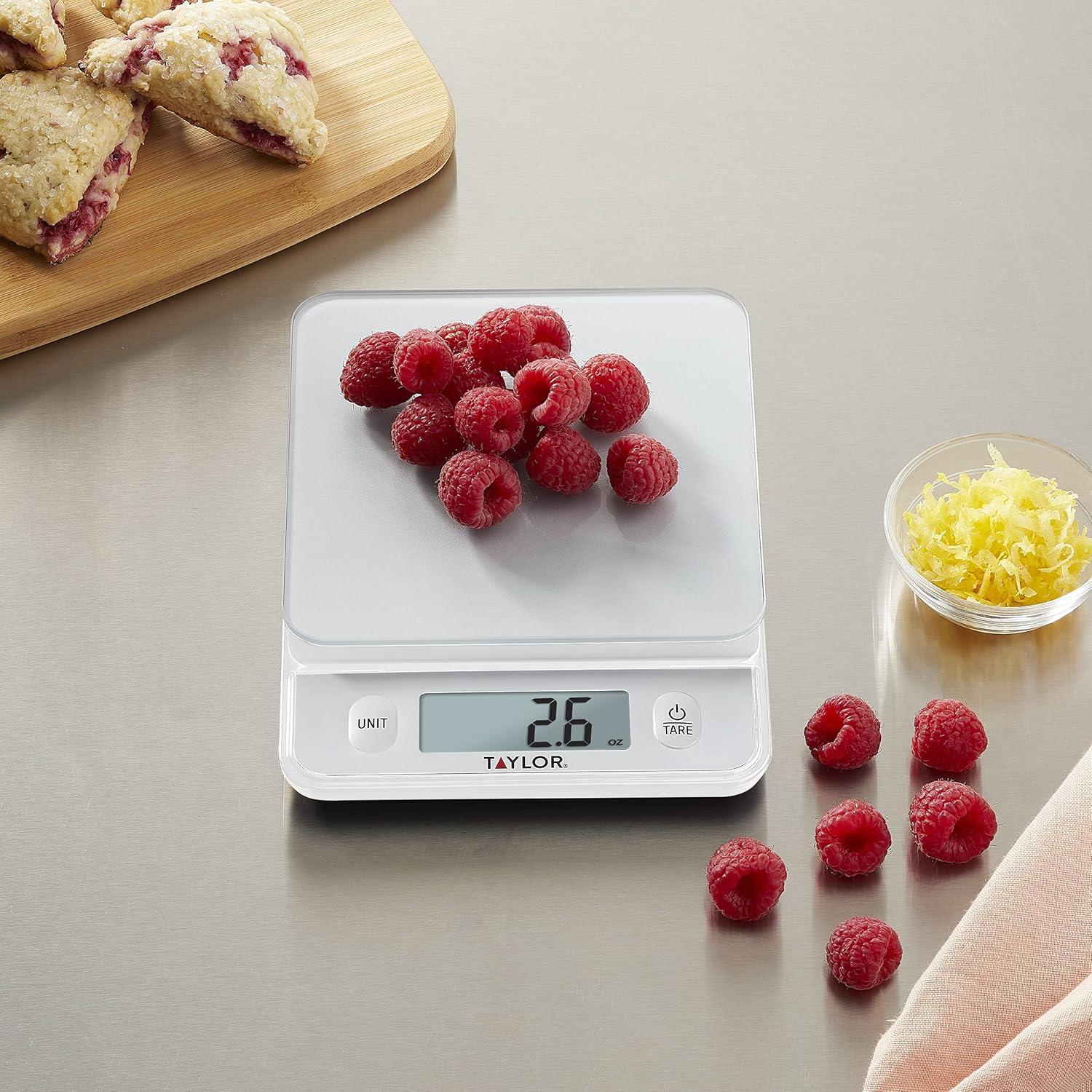 Taylor Digital Kitchen Glass Top 11lb Food Scale Silver