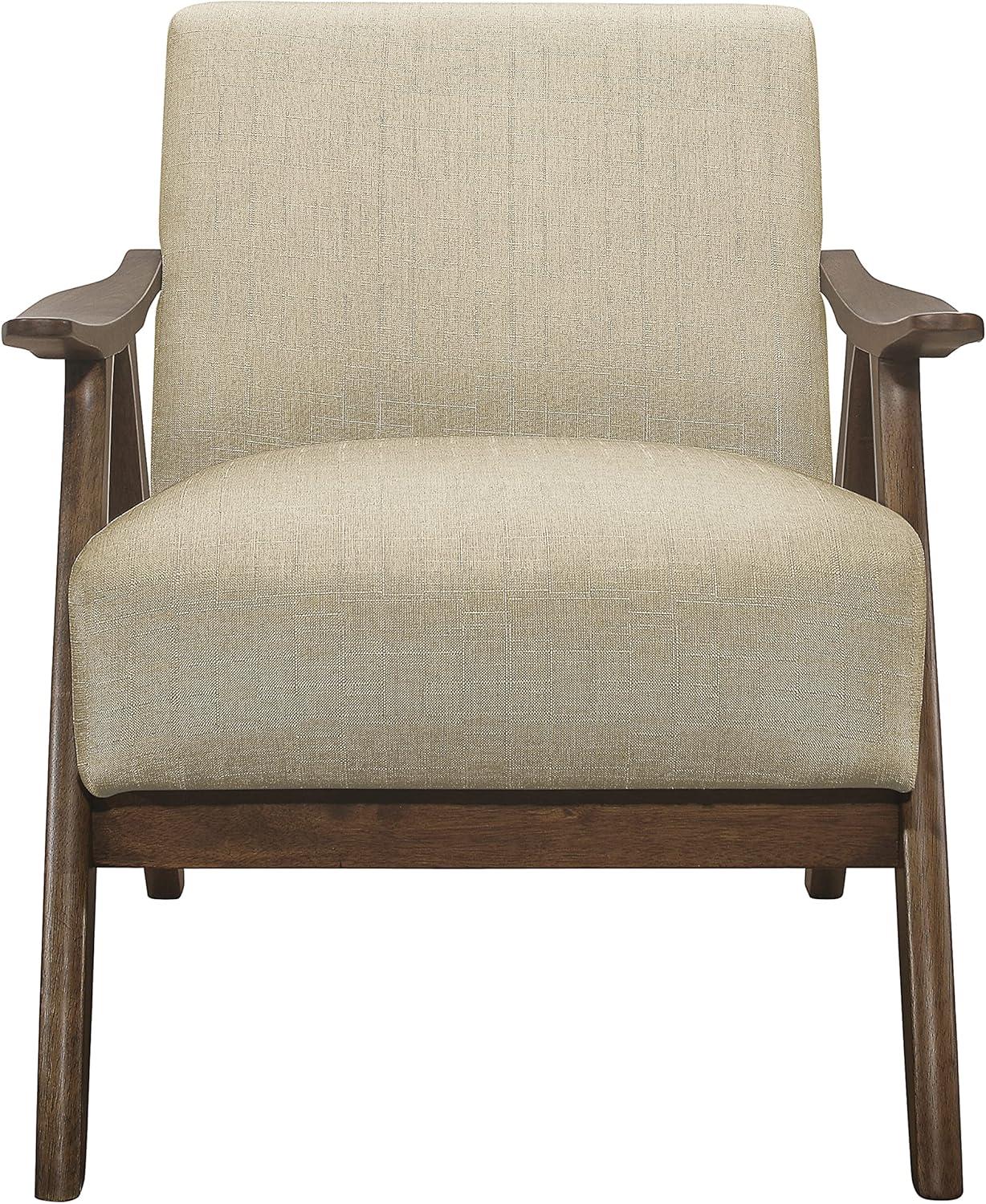 Lexicon Damala Collection Retro Inspired Wood Frame Accent Chair, Light Brown