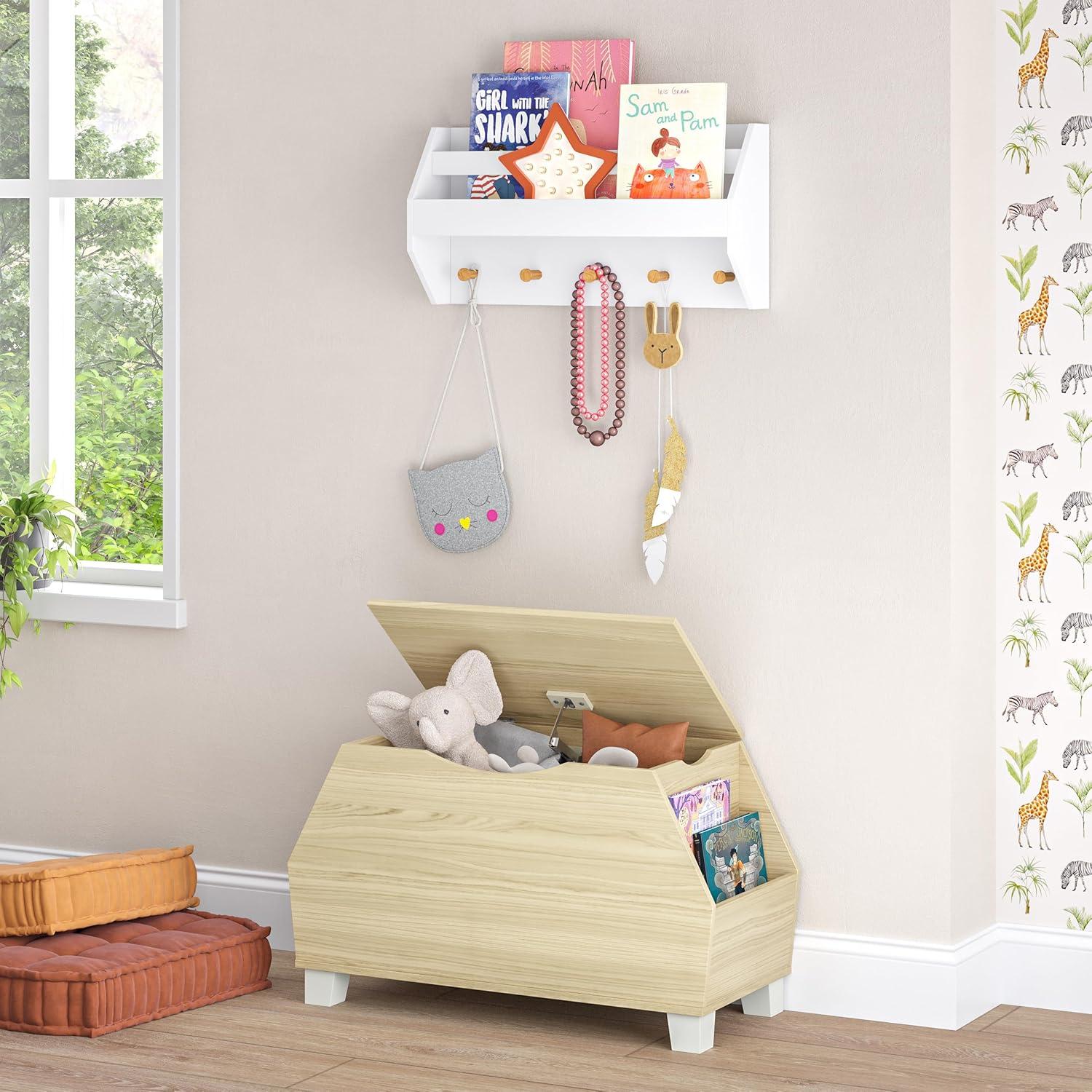 RiverRidge Home RiverRidge Kids Playroom Catch-All Game and Toy Storage Organizer Box with Side Bookshelves