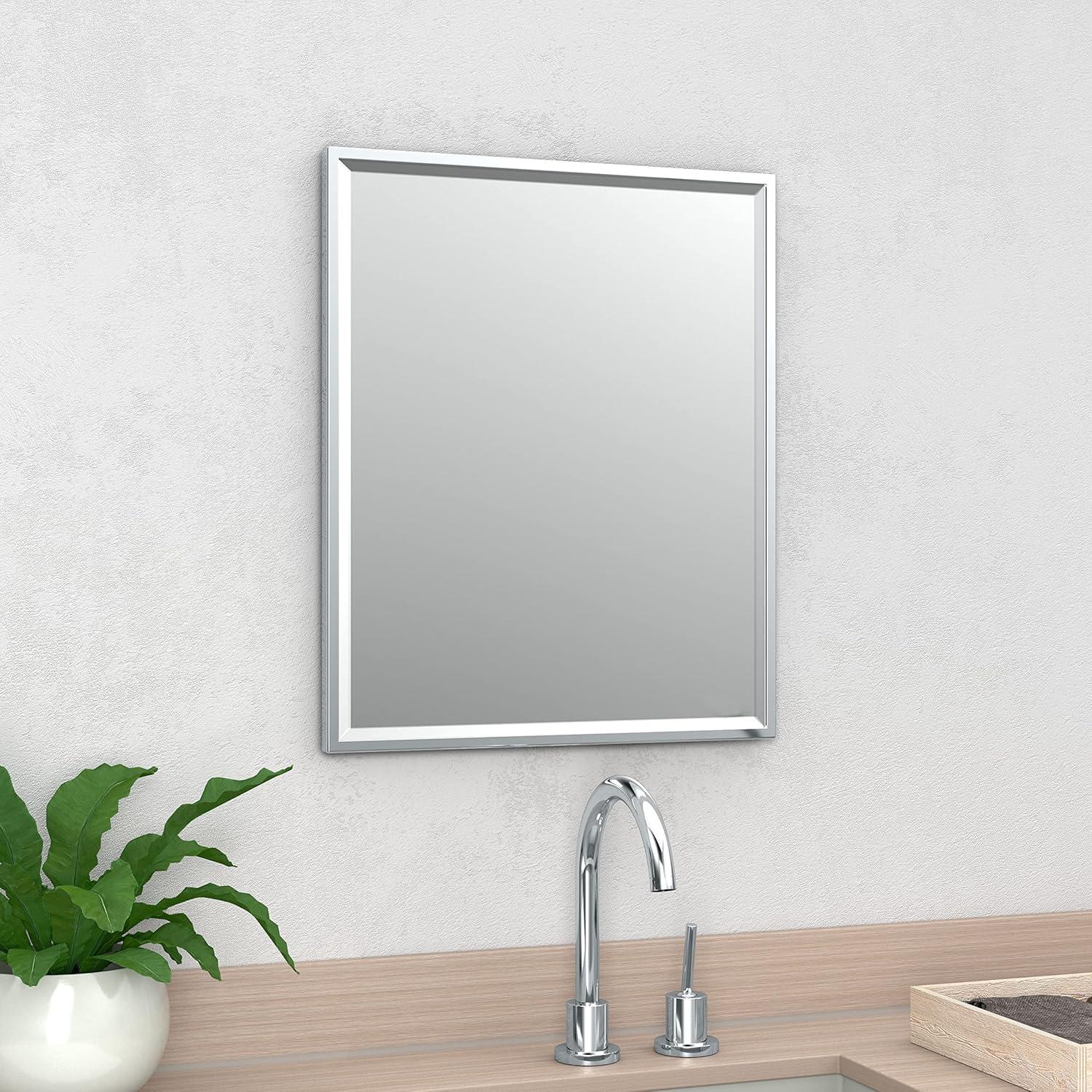 Modern Wall Mount Framed Rectangle Bathroom Vanity Mirror | Decorative Beveled MirrorFor Bedroom, Entryway, Livingroom | Mount Landscape or Portrait