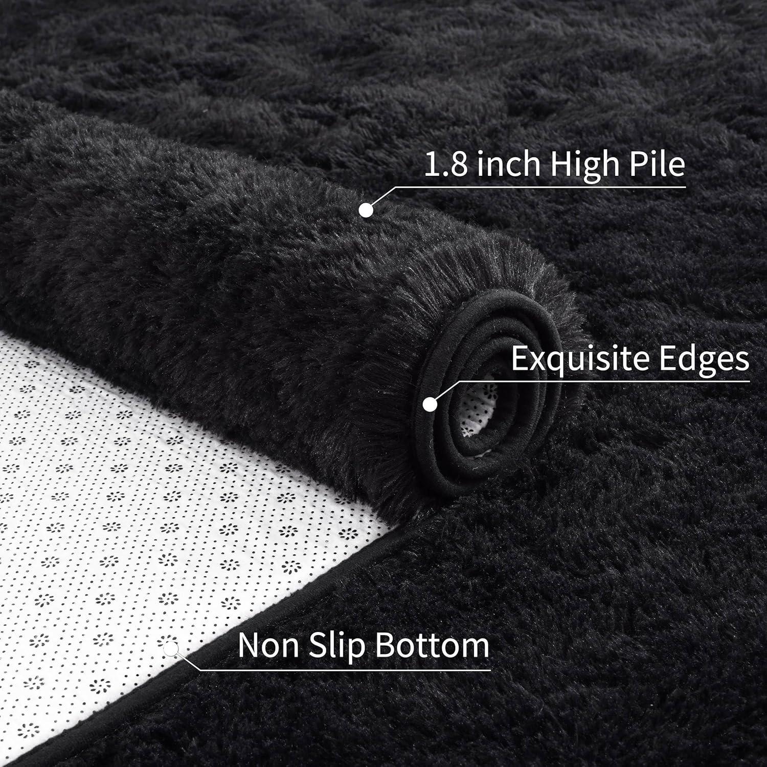 Bailu Fluffy Black Rug for Living Room,5x8 Area Rugs,Thick Plush Shag Rug,Shaggy Rugs for Bedroom,Big Fuzzy Carpet,Comfy Kids Rugs,Large Living Room Rugs,Living Room Decor