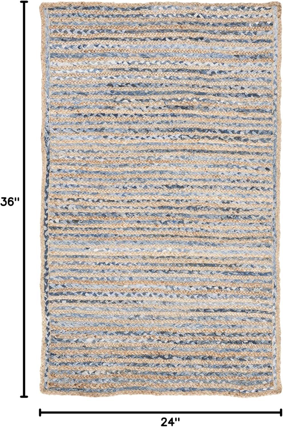 SAFAVIEH Cape Cod Andrina Geometric Area Rug, Natural/Blue, 2' x 3'