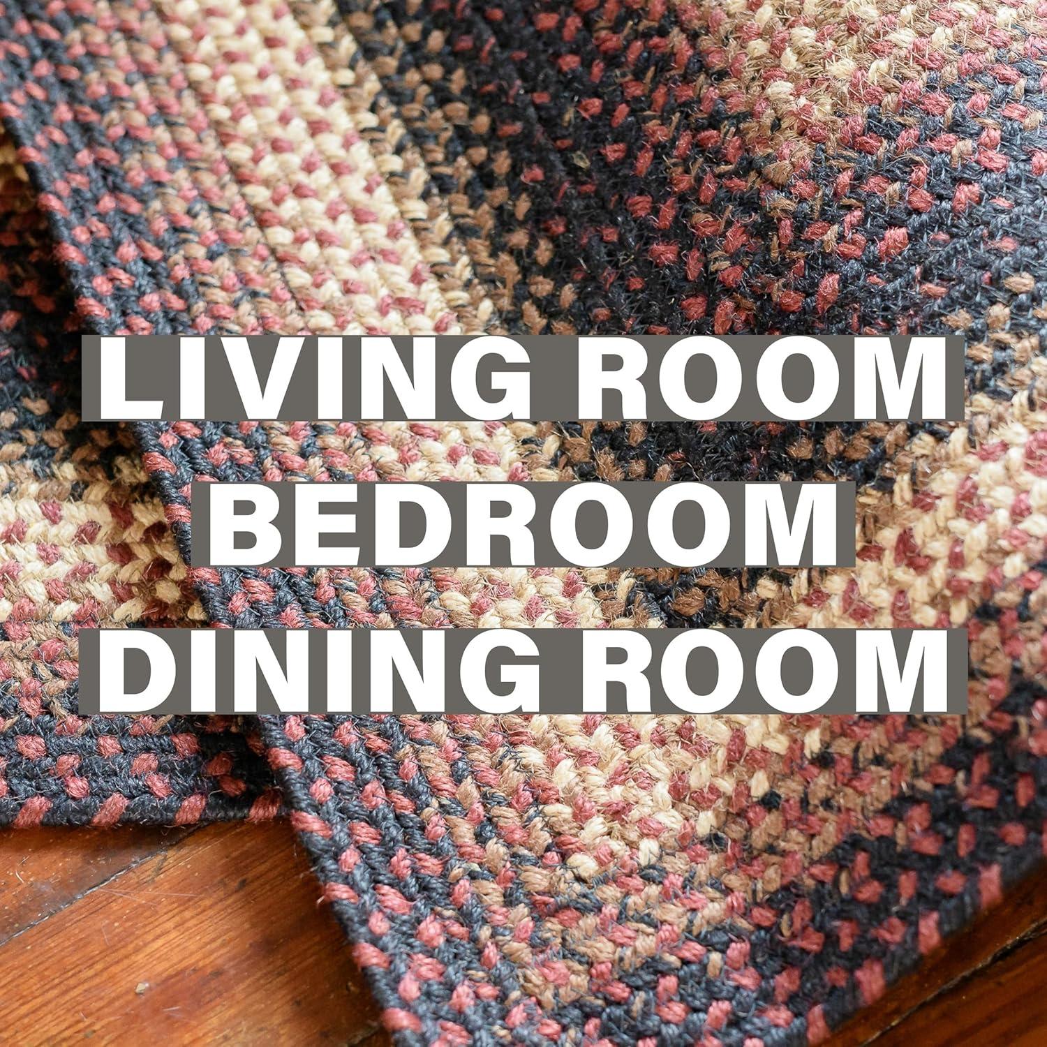 Homespice Midnight Moon Washable 8x10' Rug for Living Room, Bedroom Rug and Dining Room, Indoor-Outdoor Patio Rug Pet Friendly. Decor Style- Farmhouse Rug, Rustic, Country, Black Braided Rug