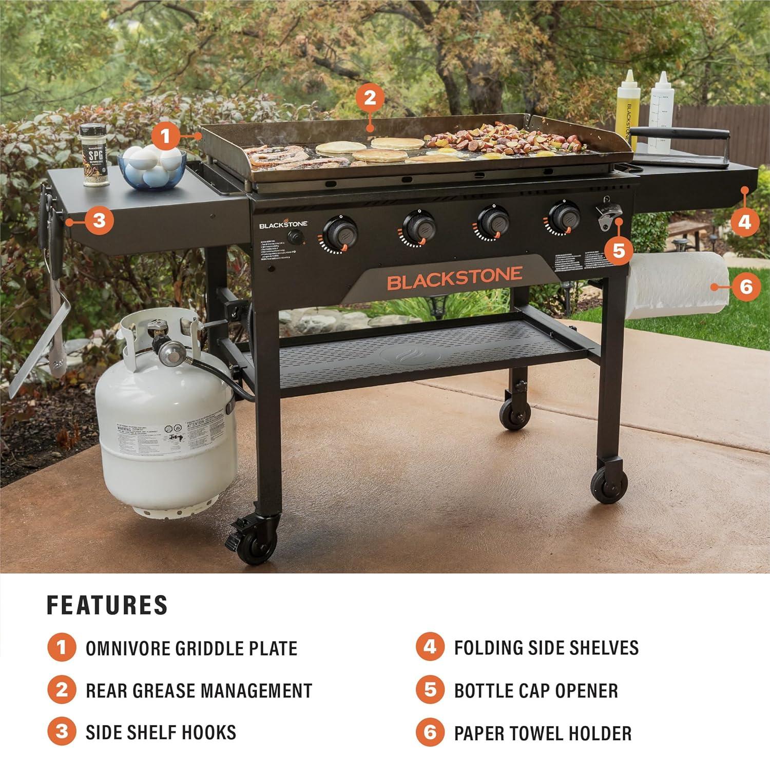 Blackstone 4-Burner 28" Flat-Top Griddle Grill with Side Shelf Cutting Board