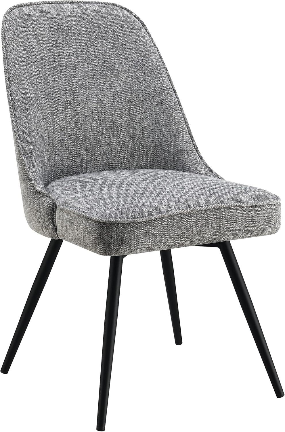 Charcoal Herringbone Fabric Swivel Chair with Metal Legs