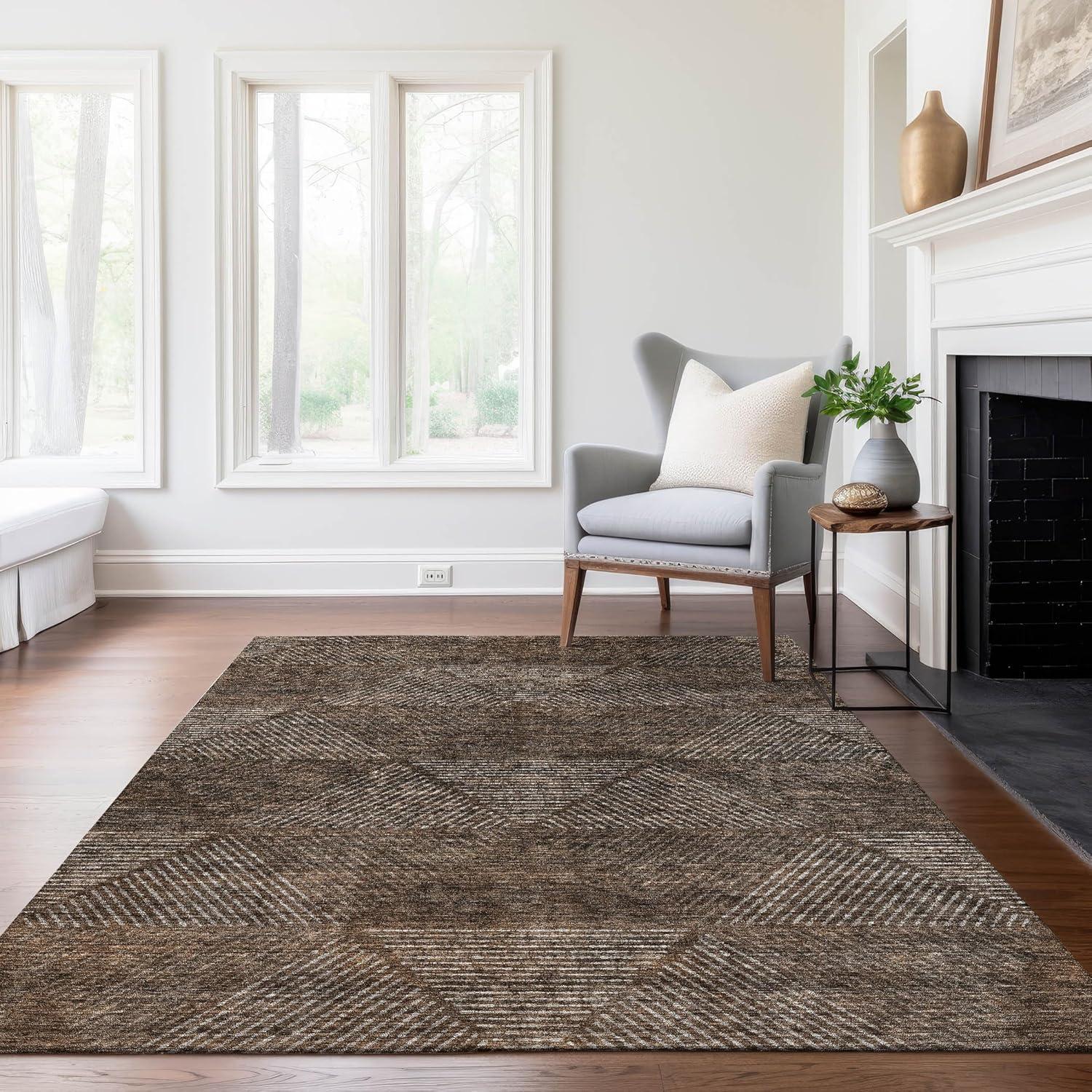 Addison Rugs Chantille Indoor/Outdoor Transitional Geometric Brown Washable Rectangle Rug, 2'6" x 3'10"
