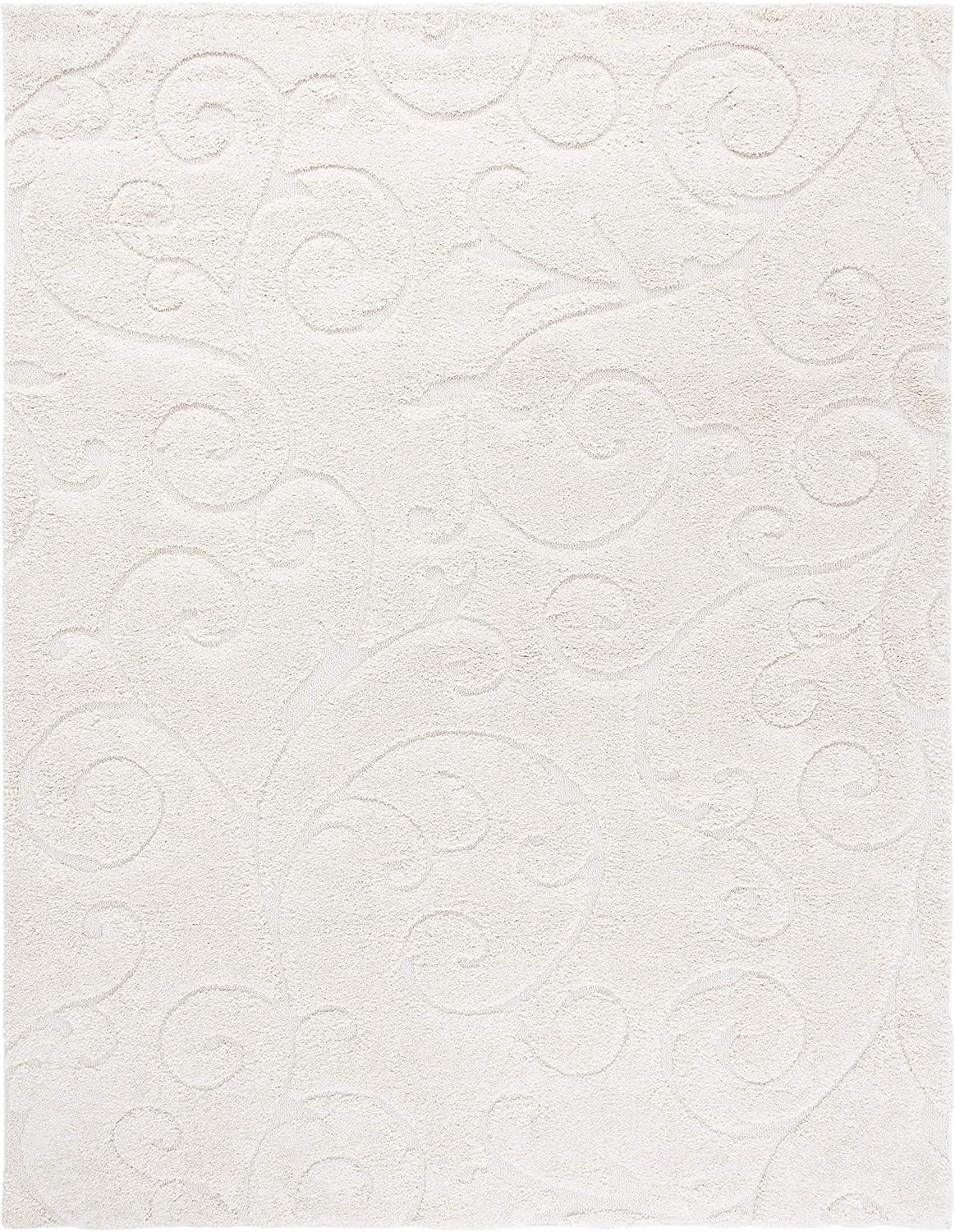 SAFAVIEH Florida Doug Floral Vines Shag Area Rug, Cream, 8'6" x 12'